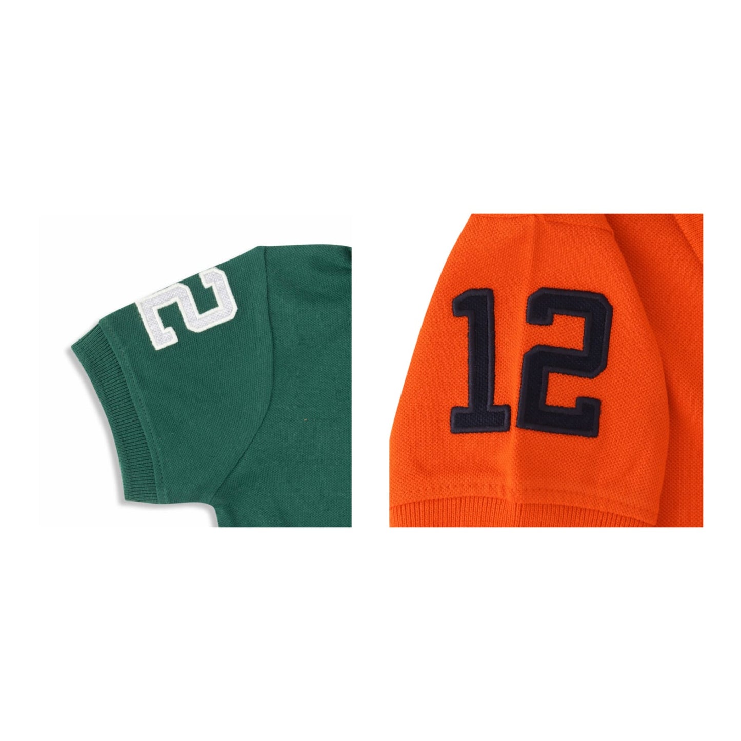 Boys' Pack of 2 Polo T-Shirts – Green & Orange with Embroidered Logo