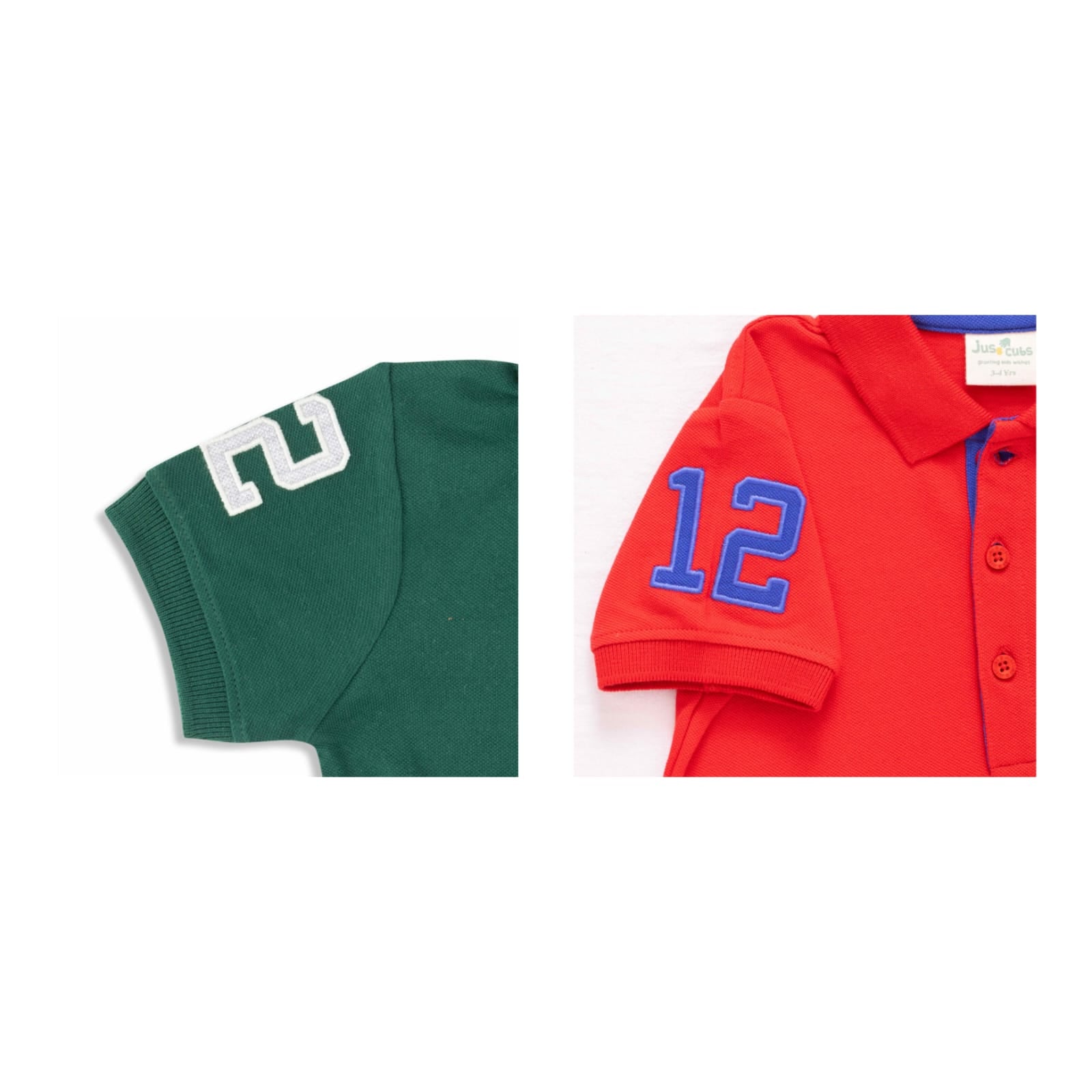 Boys' Pack of 2 Polo T-Shirts – Red & Green with Embroidered Logo