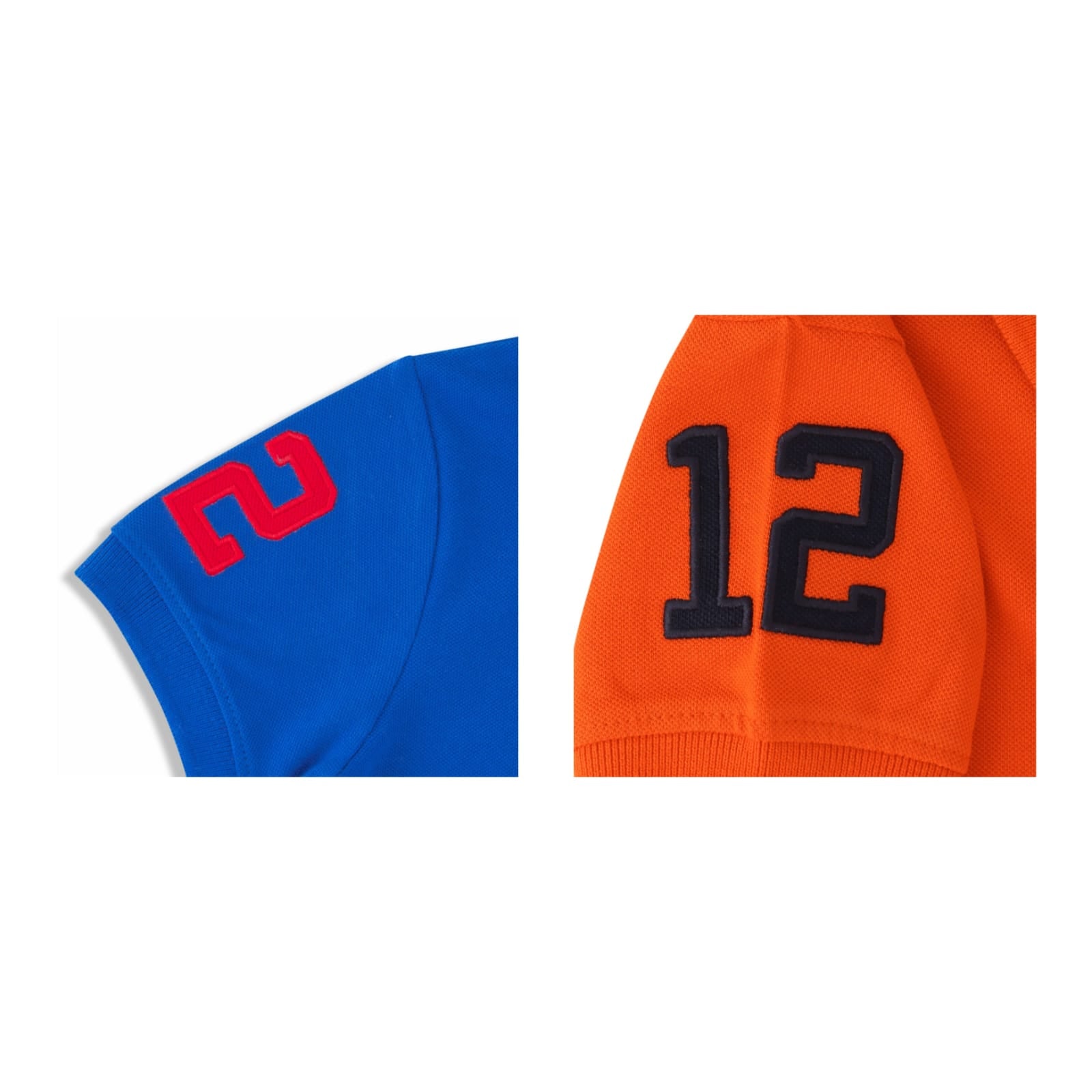 Boys' Pack of 2 Polo T-Shirts – Blue & Orange with Embroidered Logo