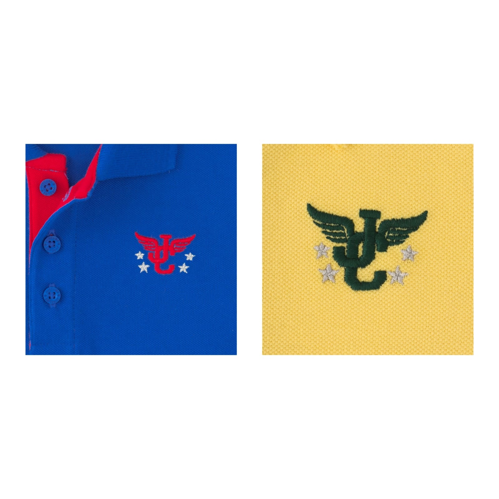Boys' Pack of 2 Polo T-Shirts – Blue & Yellow with Embroidered Logo