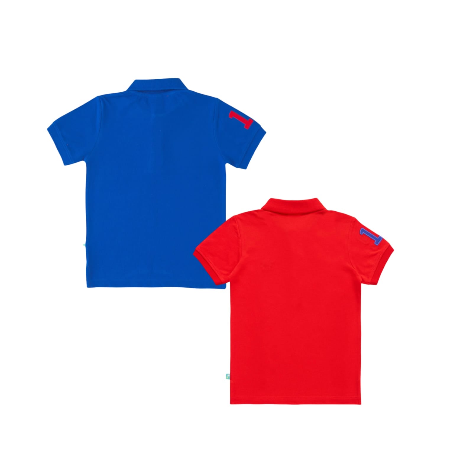 Boys' Pack of 2 Polo T-Shirts – Blue & Red with Embroidered Logo