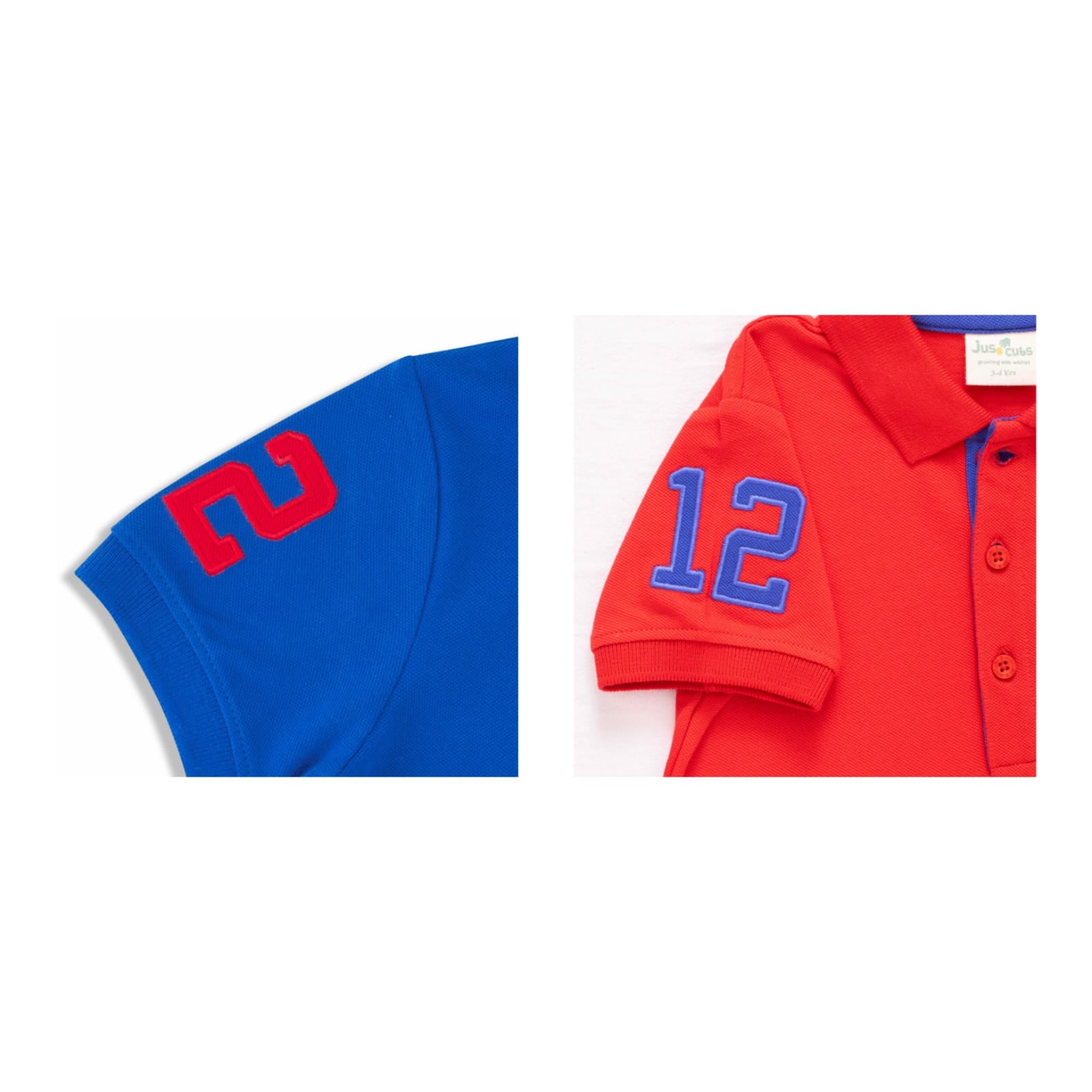 Boys' Pack of 2 Polo T-Shirts – Blue & Red with Embroidered Logo