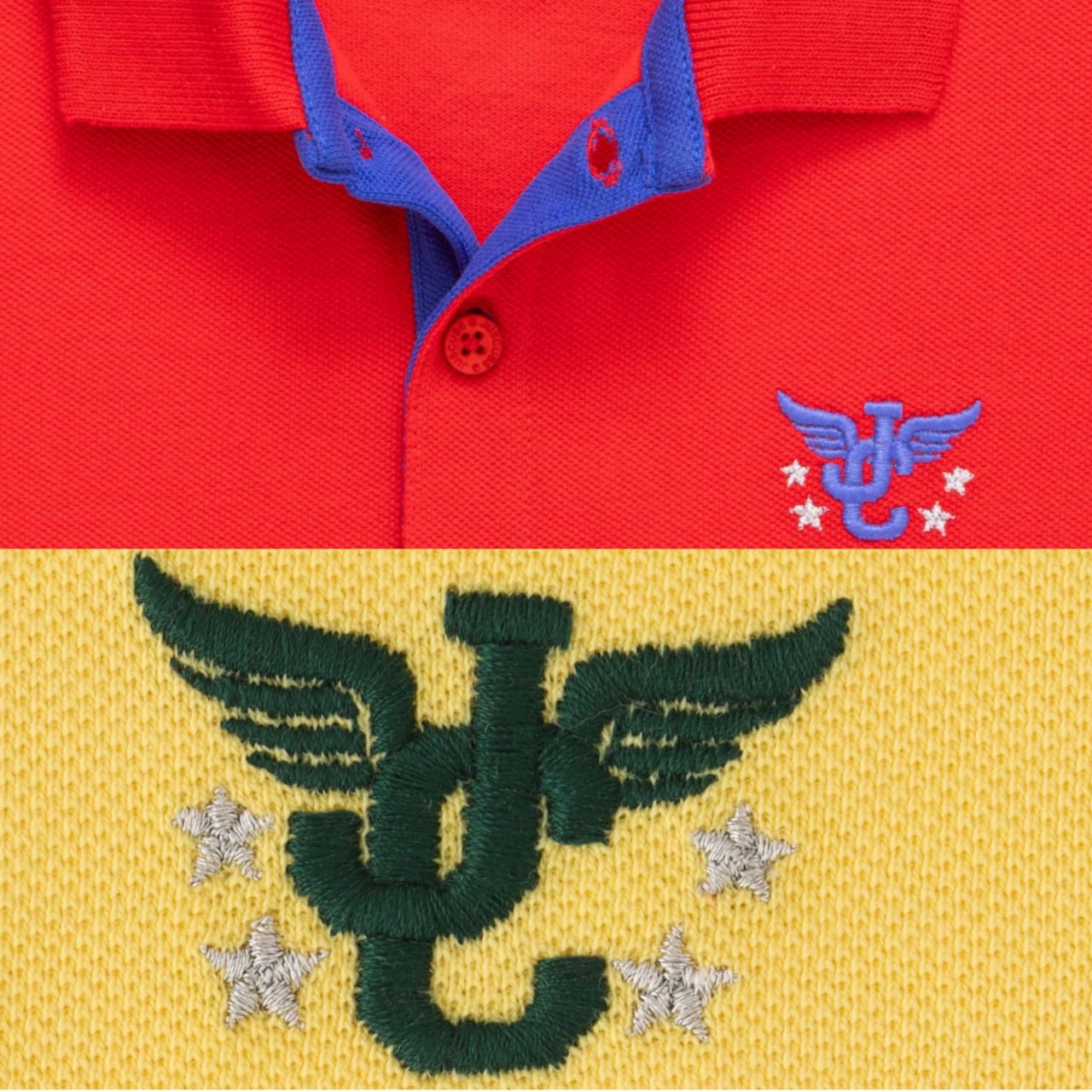 Boys' Pack of 2 Polo T-Shirts – Red & Yellow with Embroidered Logo