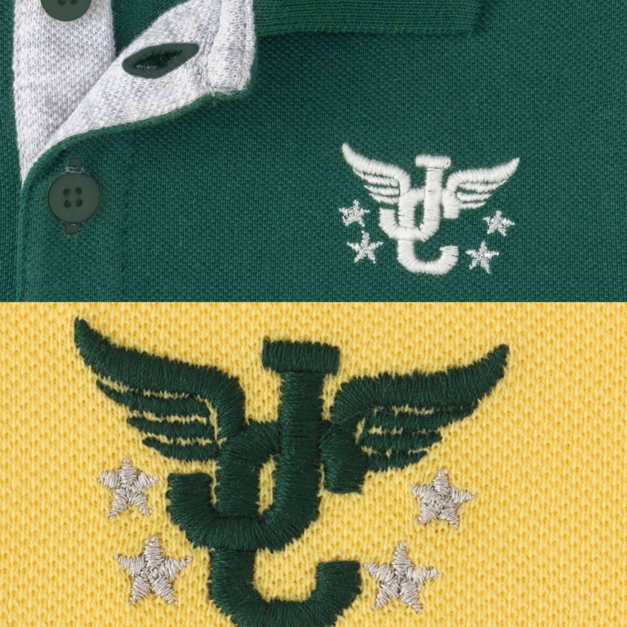 Boys' Pack of 2 Polo T-Shirts – Green & Yellow with Embroidered Logo