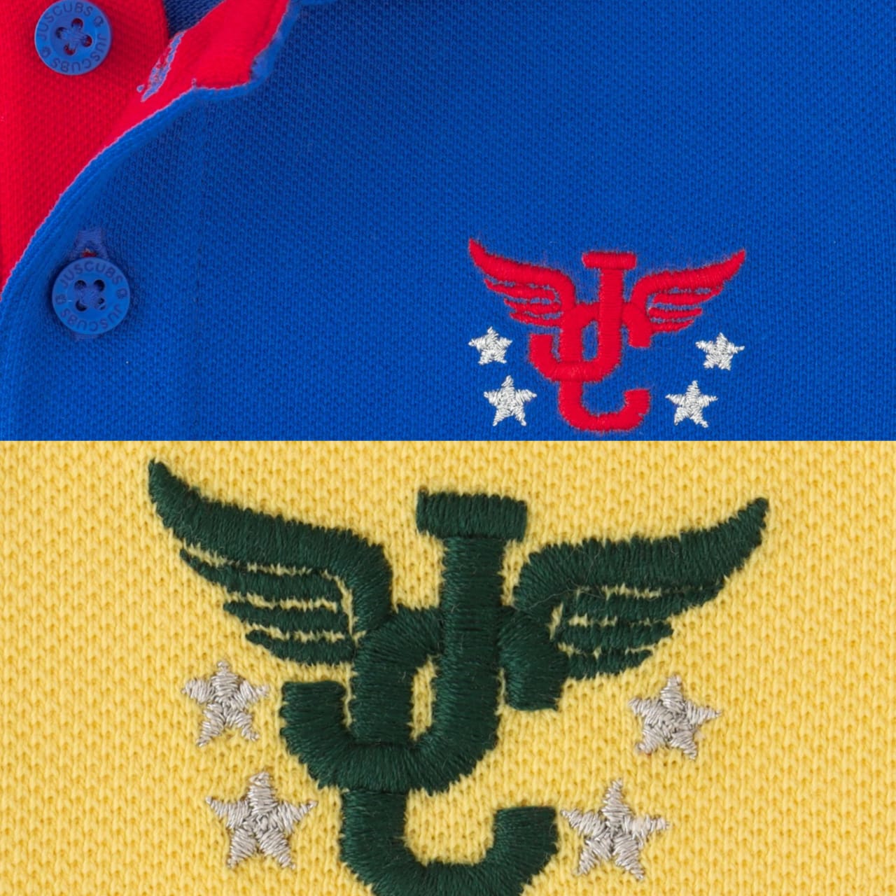 Boys' Pack of 2 Polo T-Shirts – Blue & Yellow with Embroidered Logo