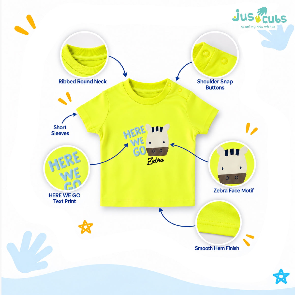 JusCubs Baby Boys Print T-Shirt & Shorts Co-Ord Set