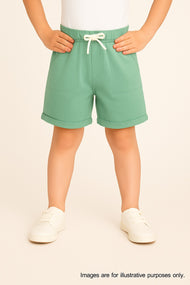 "Boys Mint Green Cotton Knit Shorts– Soft & Stretchy with Drawstring Waistband"