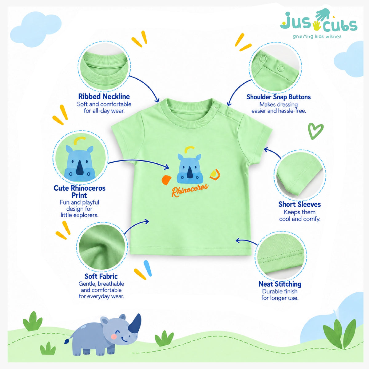 JusCubs Baby Boys Print T-Shirt & Shorts Co-Ord Set