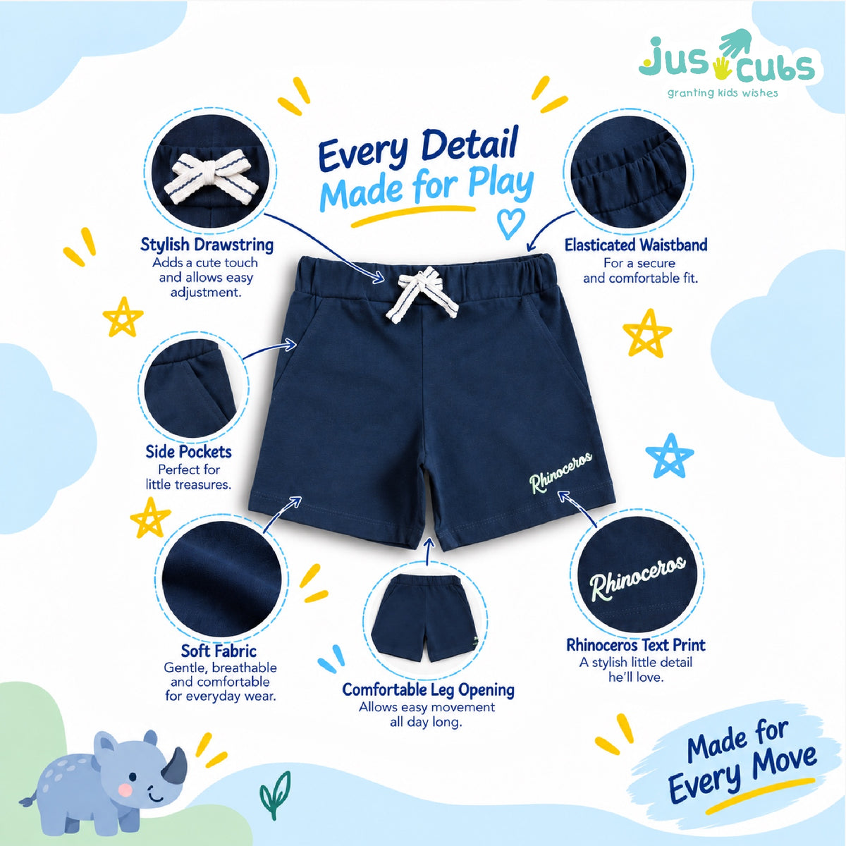 JusCubs Baby Boys Print T-Shirt & Shorts Co-Ord Set