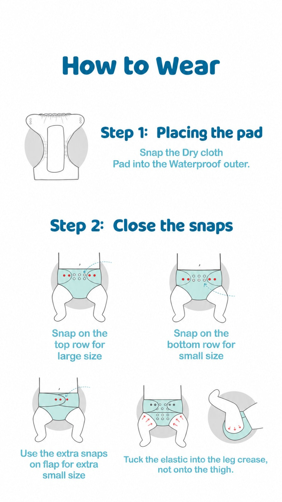 Baby Reusable Adjustable Cloth Diaper Pack of 2 – Assorted Printed & Solid | Washable with 2 inserts