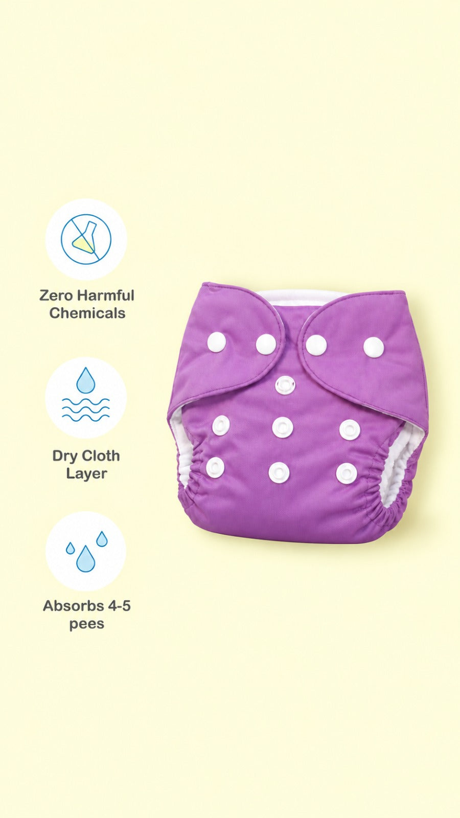 Baby Reusable Adjustable Cloth Diaper Pack of 2 – Assorted Printed & Solid | Washable with 2 inserts