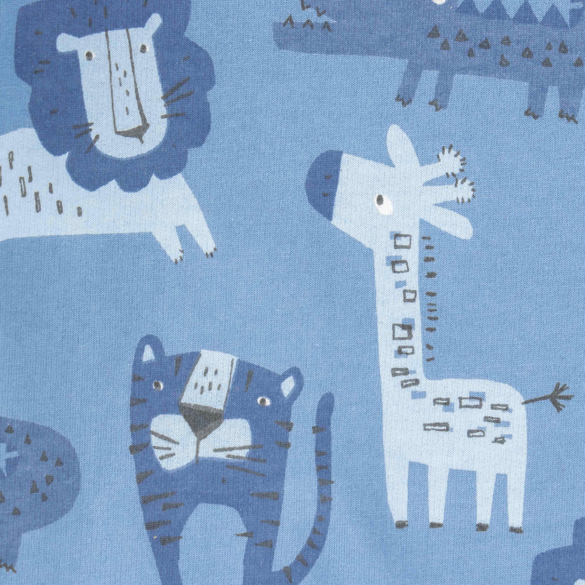 "Baby Boys' Blue Jungle Safari Print Sweatshirt with Animal Graphics"