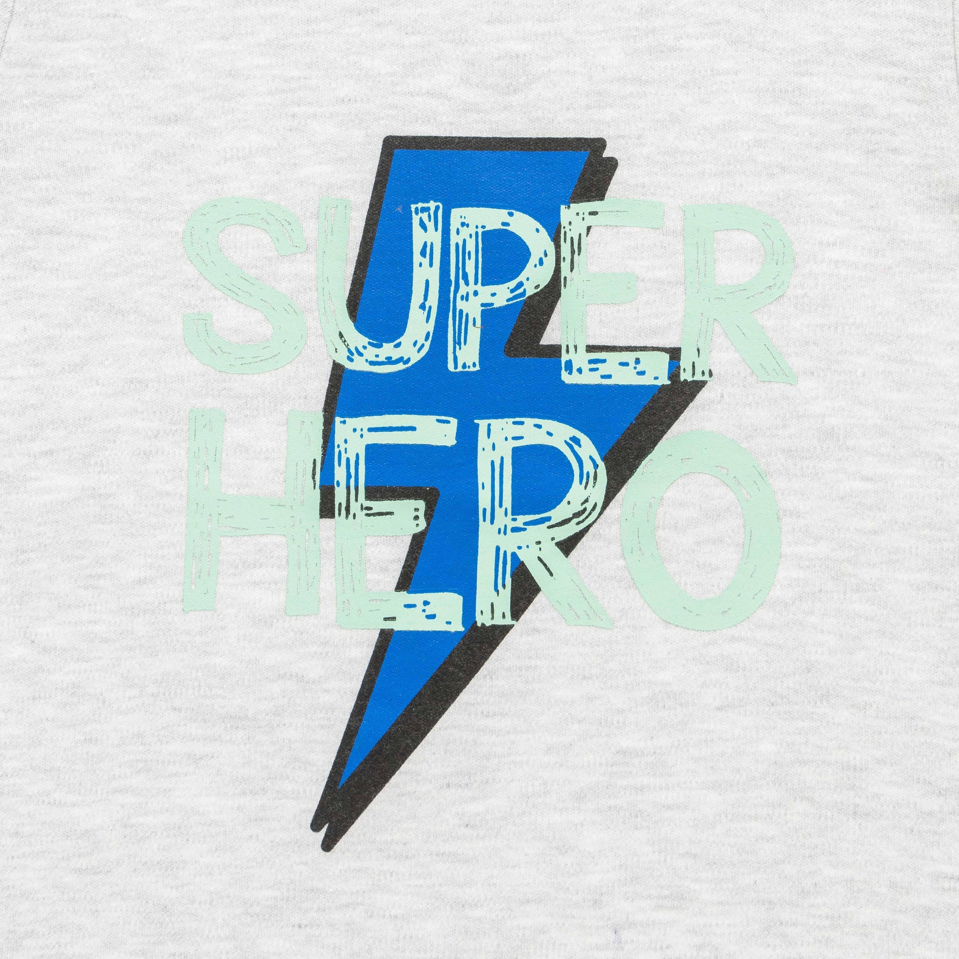 "Baby Boys' Light Grey Long Sleeve T-Shirt – 'Super Hero' Lightning Bolt Print"