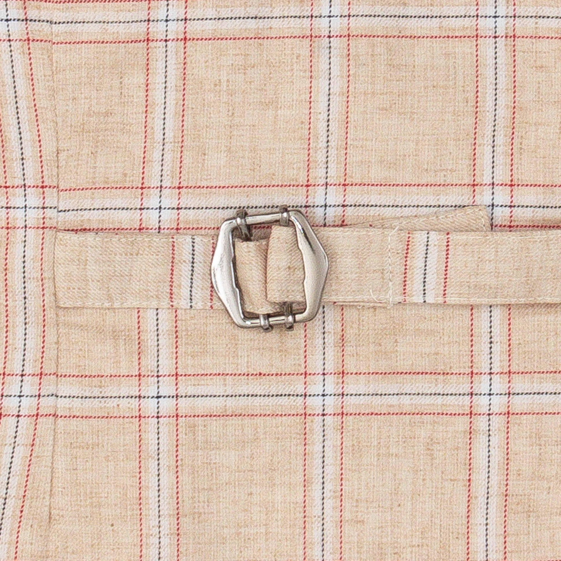 Baby Boys Full Sleeves Checked Coat Suit Set - Beige