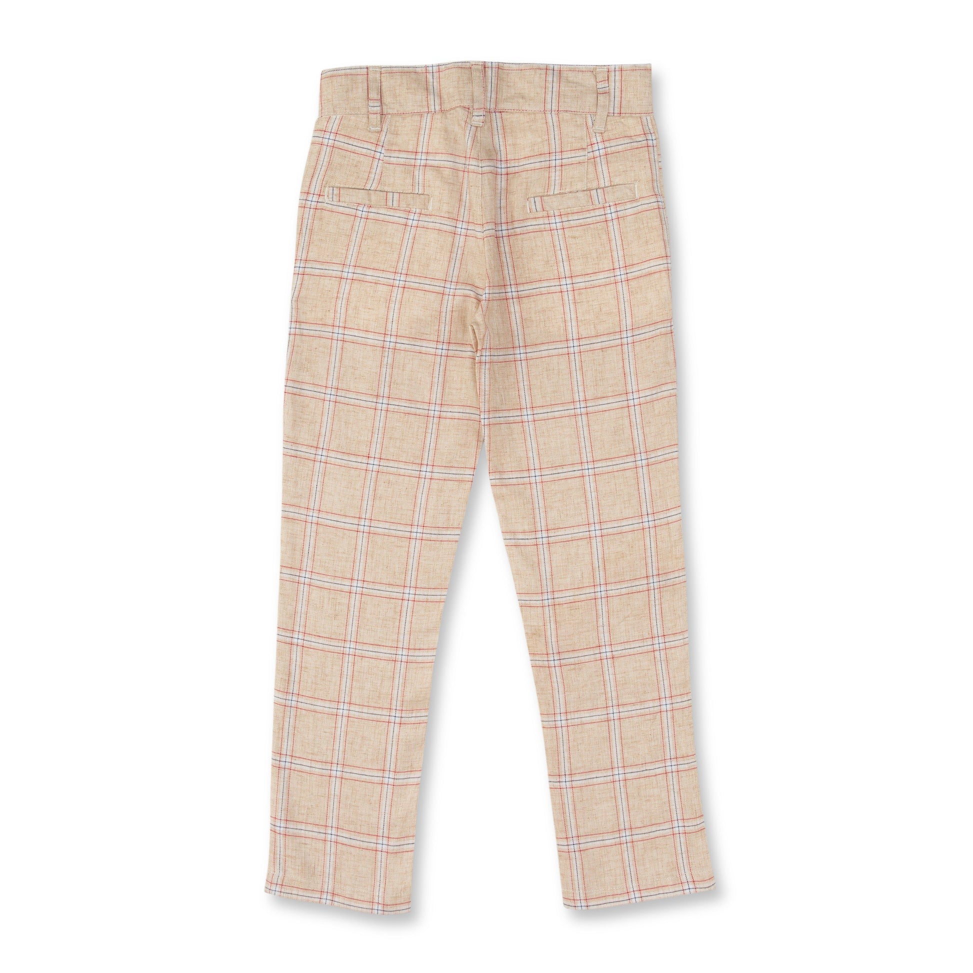 Baby Boys Full Sleeves Checked Coat Suit Set - Beige
