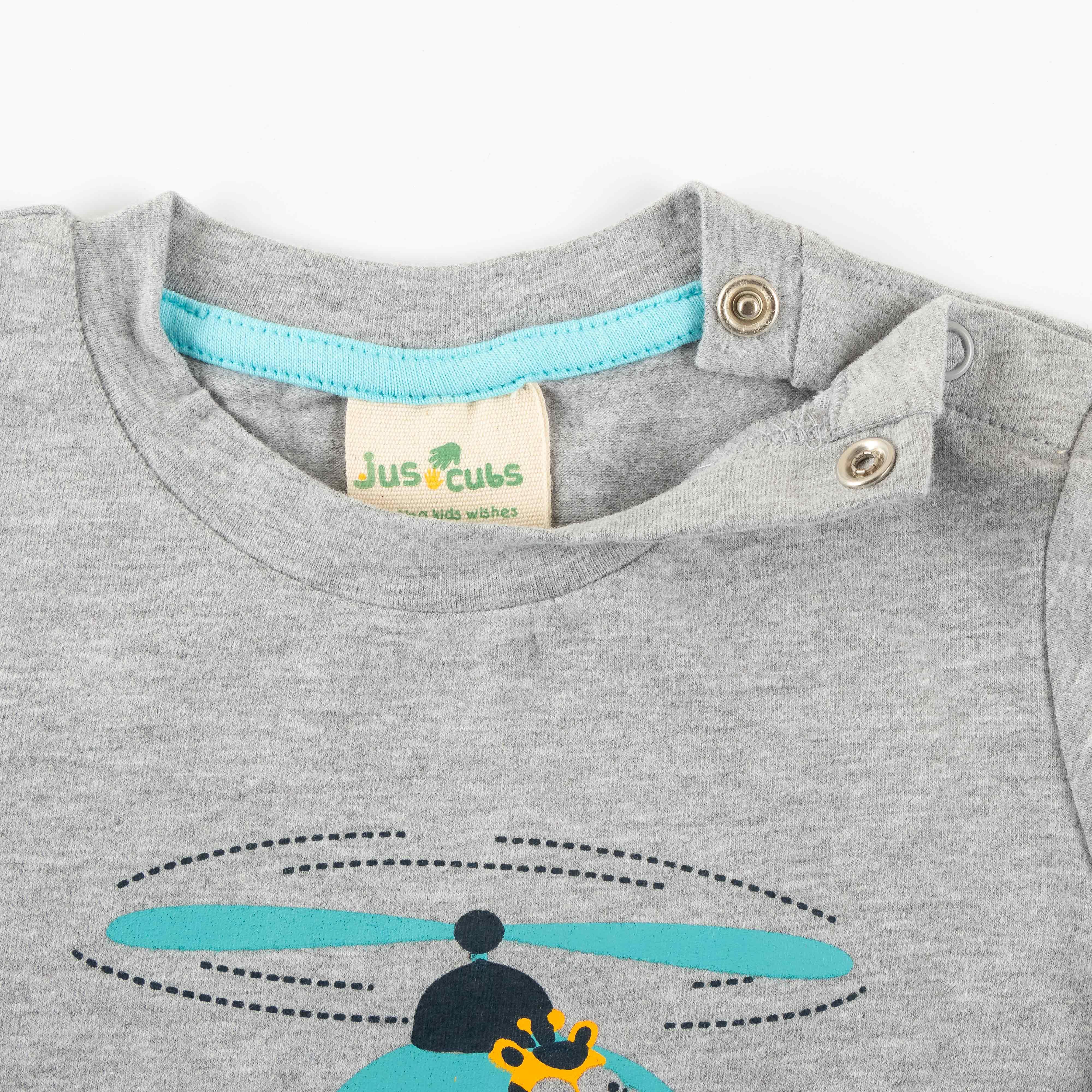 Baby Boys Helicopter Printed Full Sleeve T Shirt - Juscubs