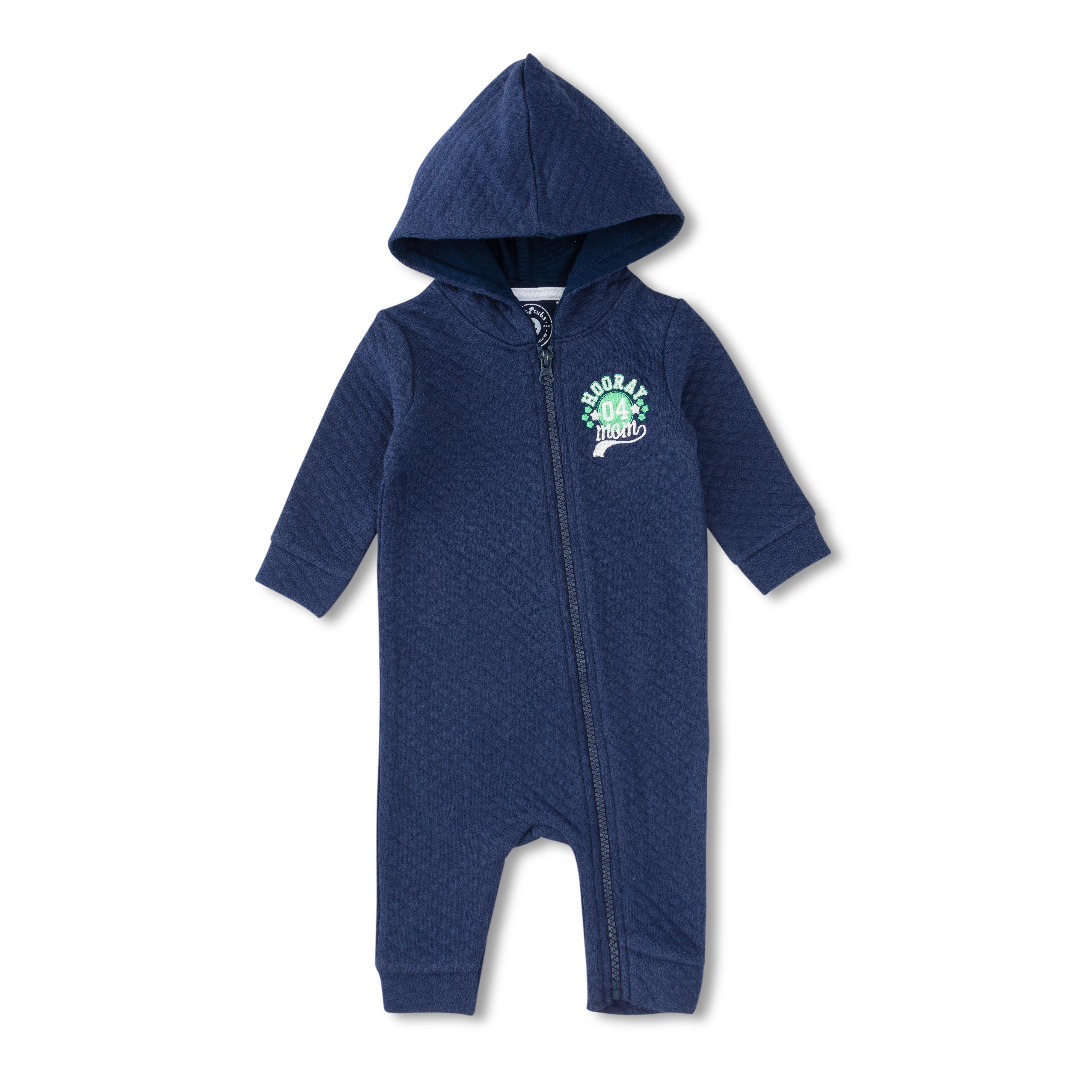 Baby Boys Solid Hooded Rompers - Juscubs