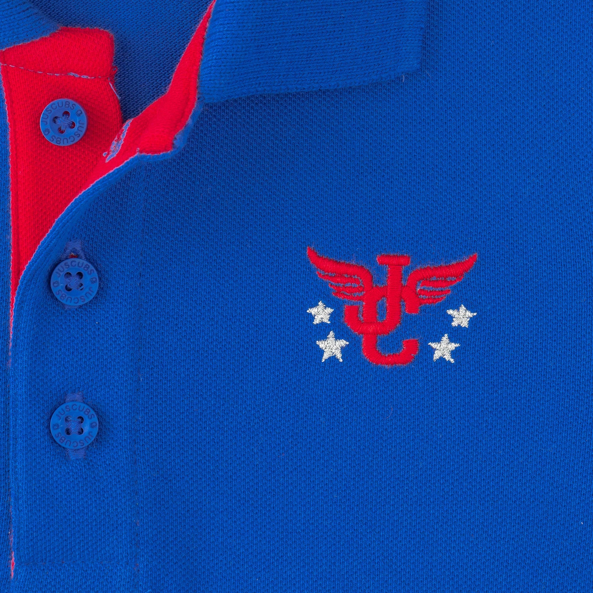 Boys'  Blue Polo T-Shirt with Embroidered Logo & Number Detail