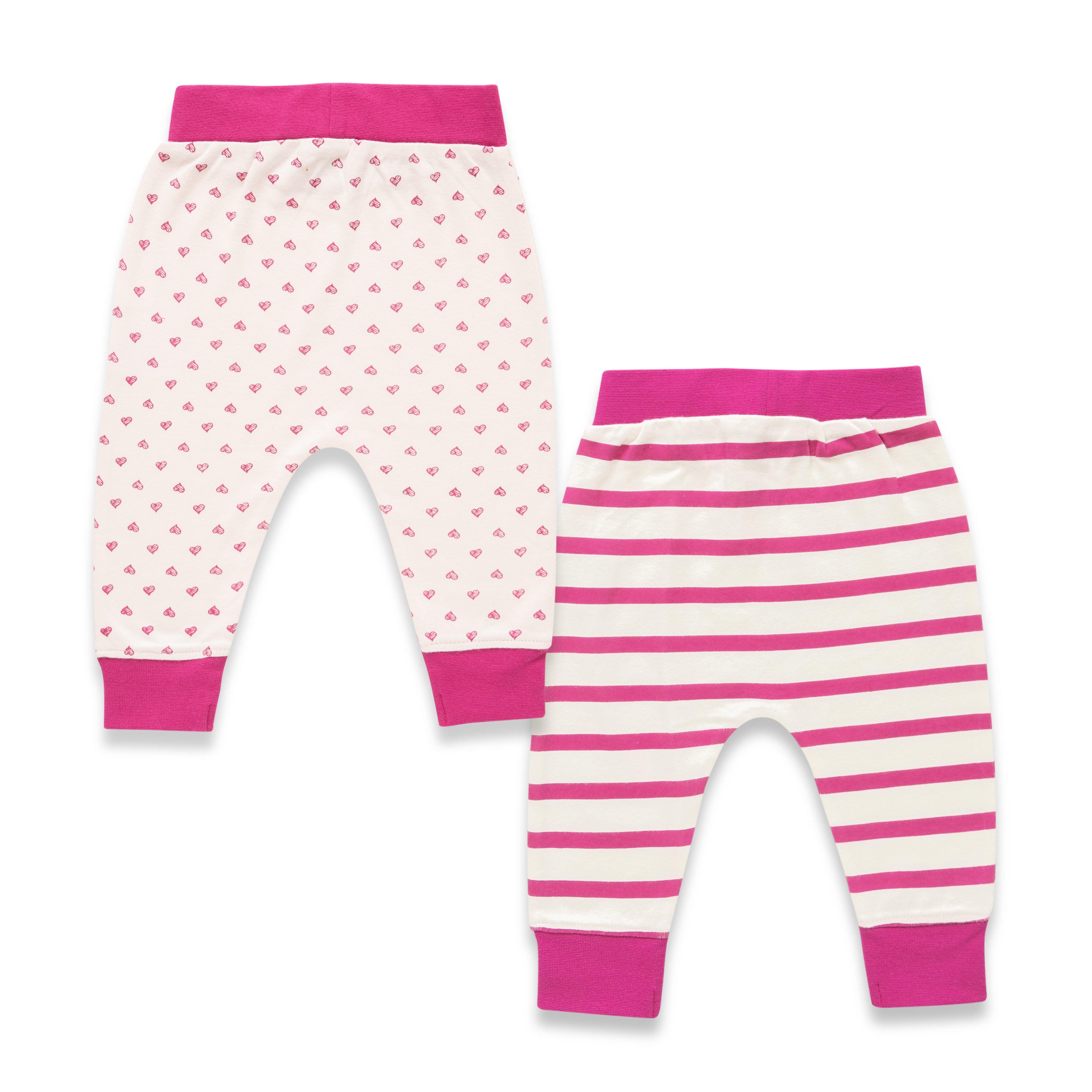Baby Girls All Over Printed & Striped Combo Pants - Juscubs