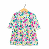 Baby Girls' Floral Print Long Sleeve Dress – Colorful Cotton Casual Wear