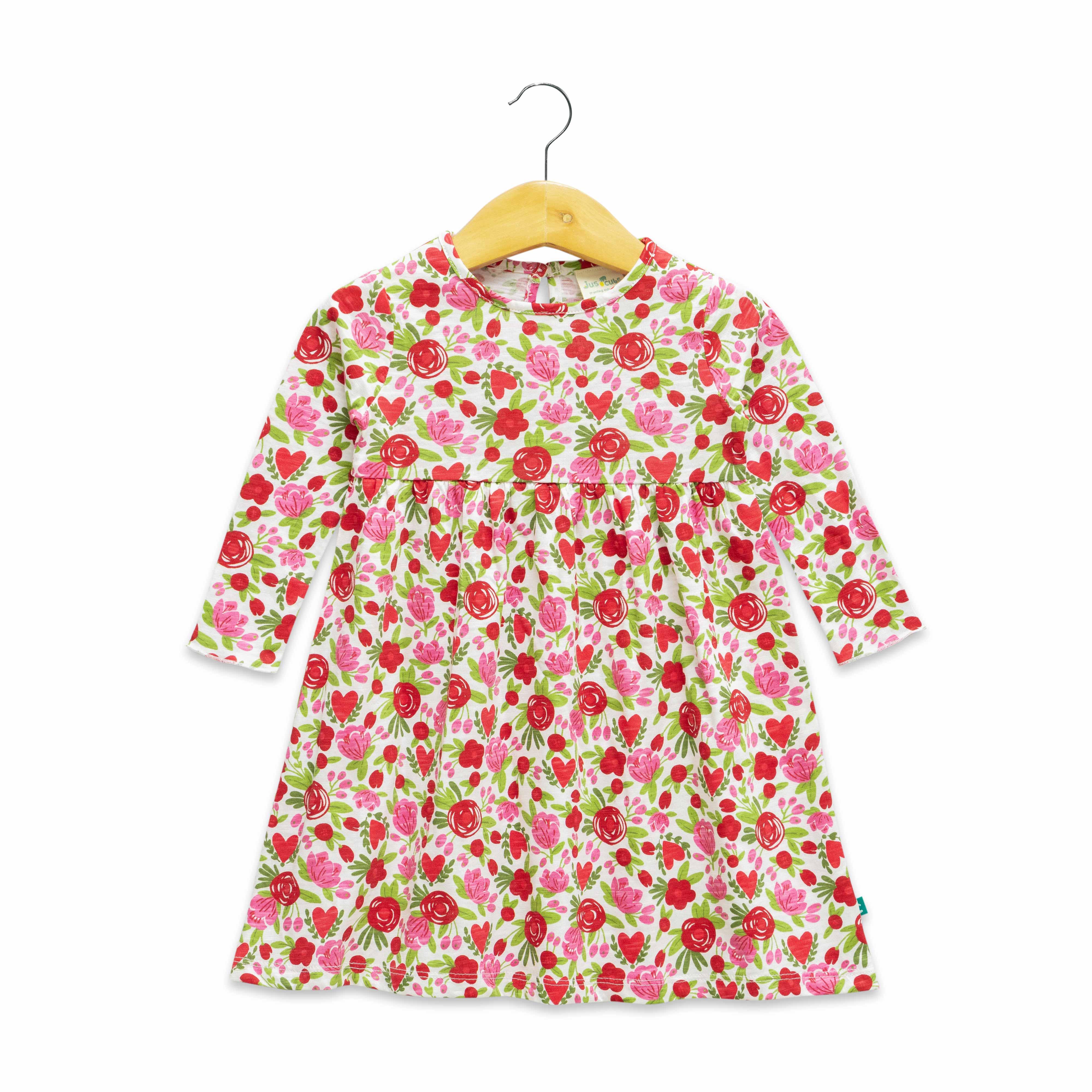 Baby Girls All Over Printed Casual Dress - MultiColor - Juscubs