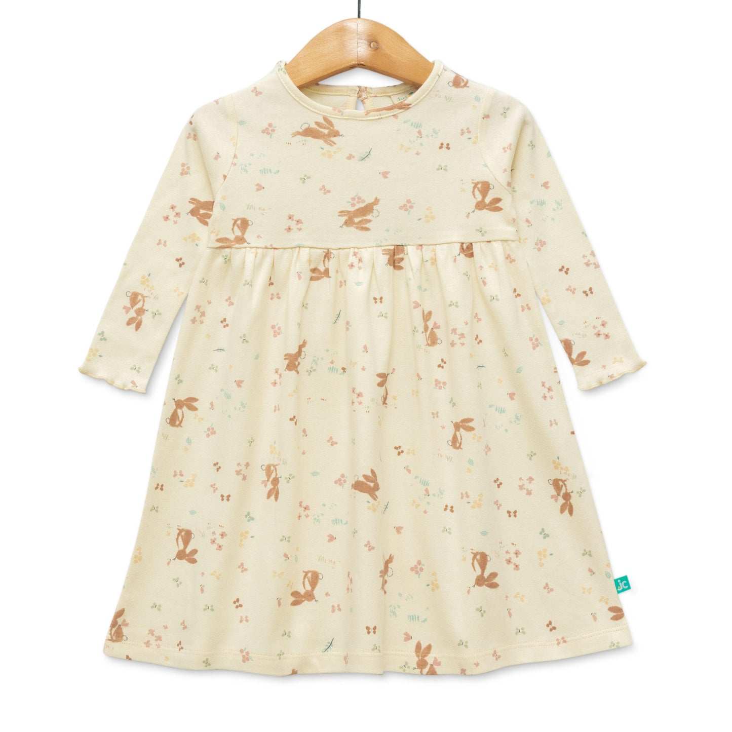 Baby Girls All Over Printed Casual Dress - Off White - Juscubs