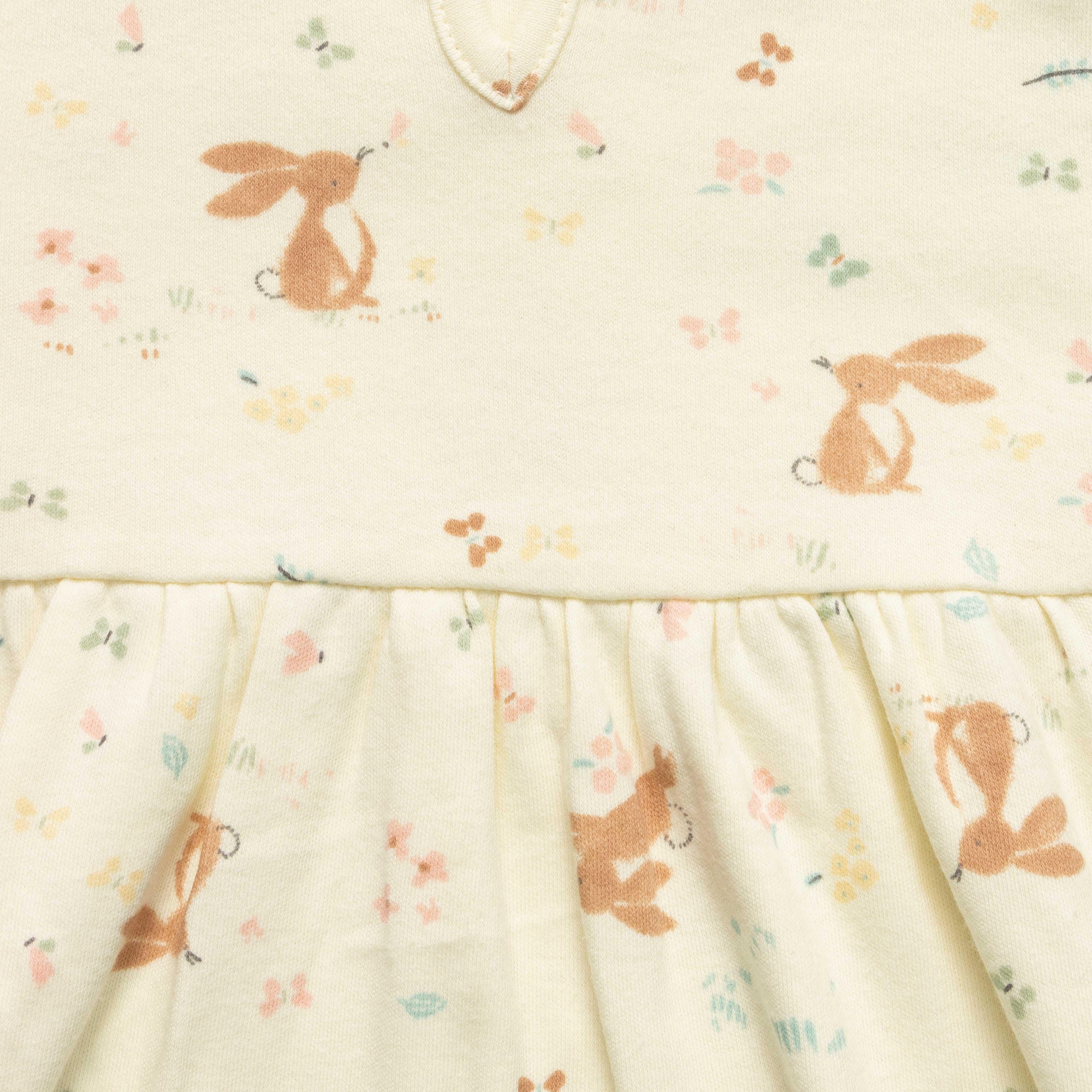 Baby Girls All Over Printed Casual Dress - Off White - Juscubs