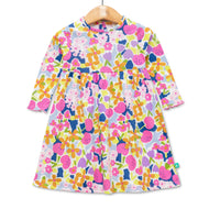 Baby Girls' Floral Print Long Sleeve Dress – Colorful Cotton Casual Wear