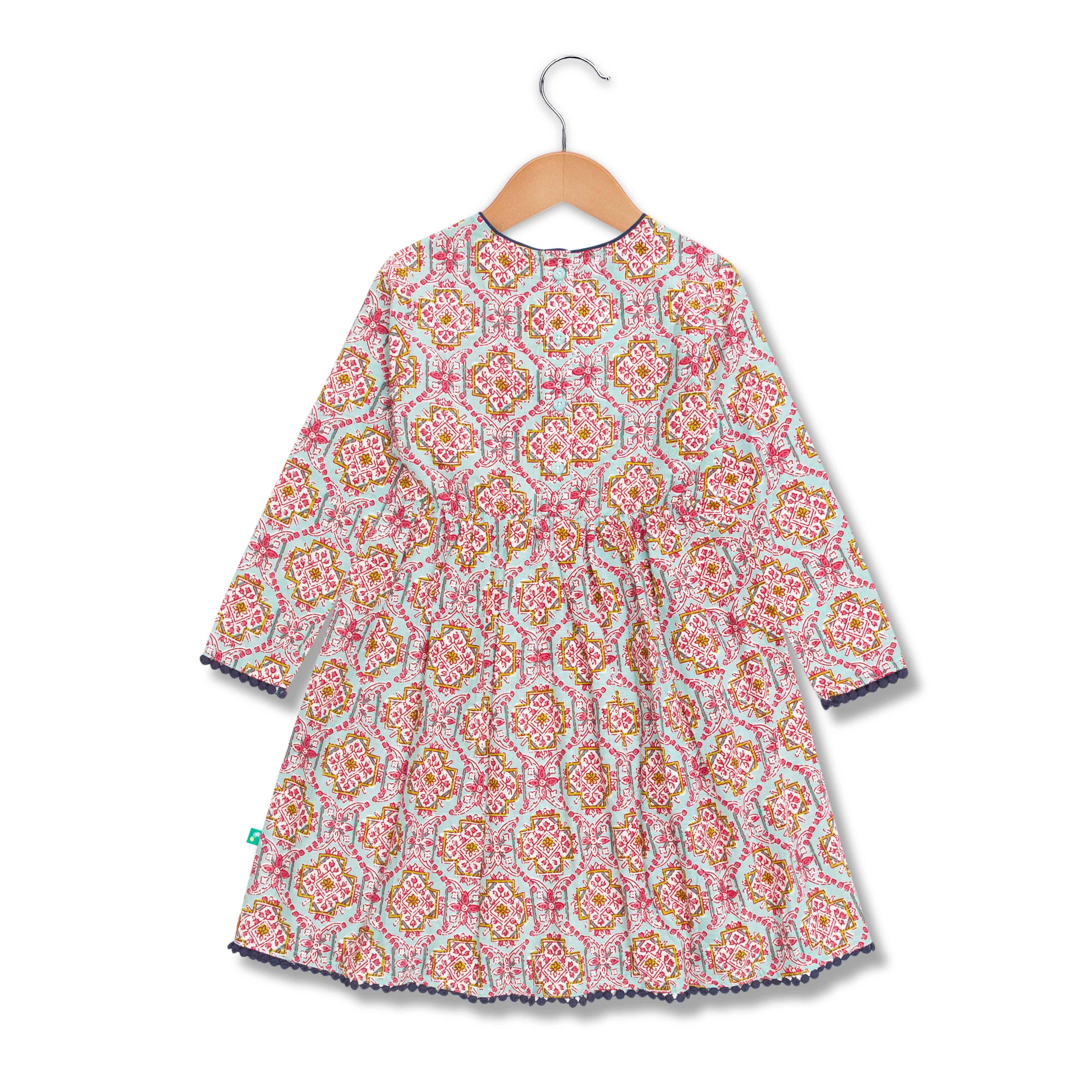 Baby Girls All Over Printed Full Sleeve Dress - Juscubs
