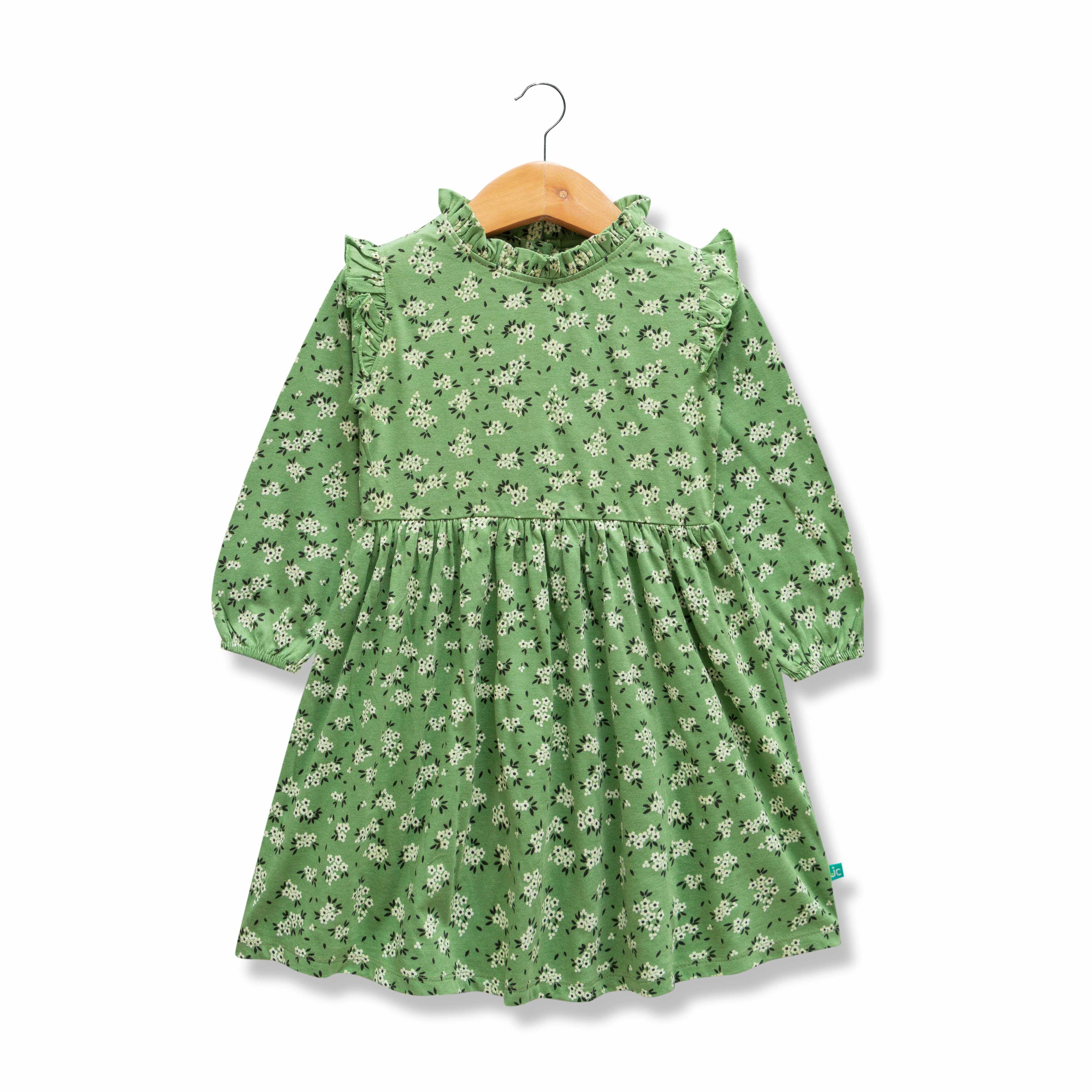 Baby Girls All Over Printed Knee Length Fit & Flare Dress - Juscubs