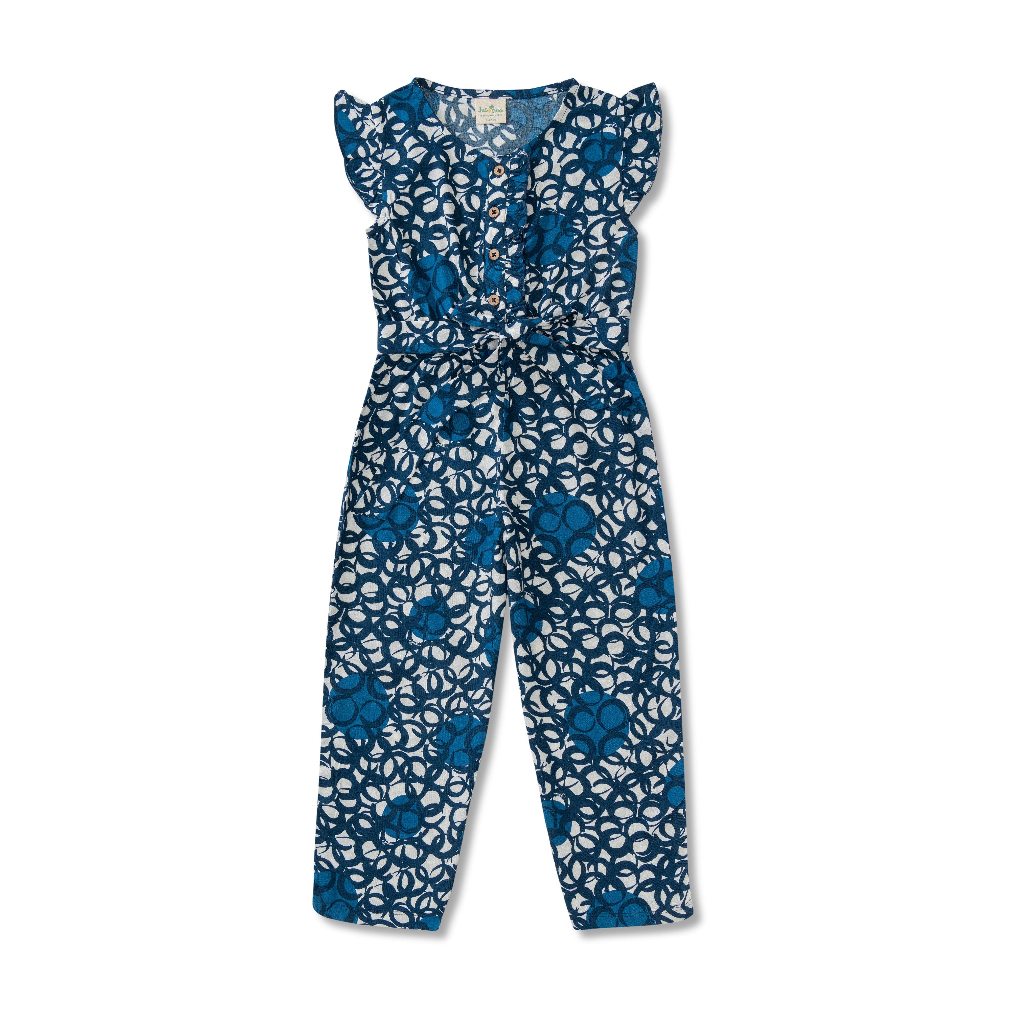 Baby Girls All Over Printed Sleeveless Jump Suit - Juscubs