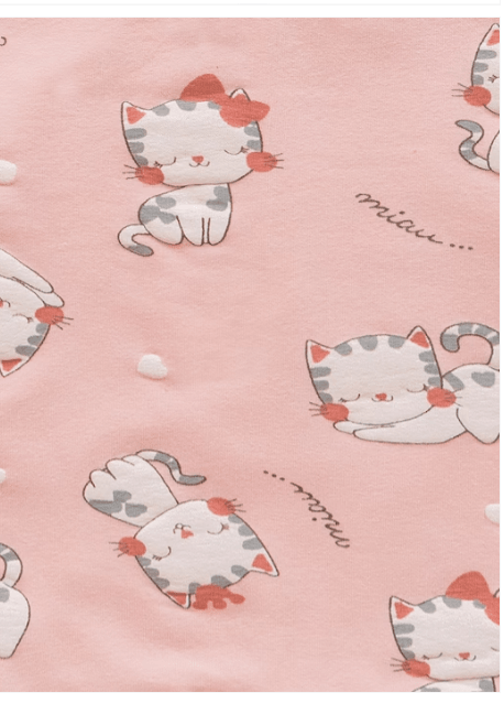 "Baby Girls ' Pink Sweatshirt with Cute Cat All-Over Print"