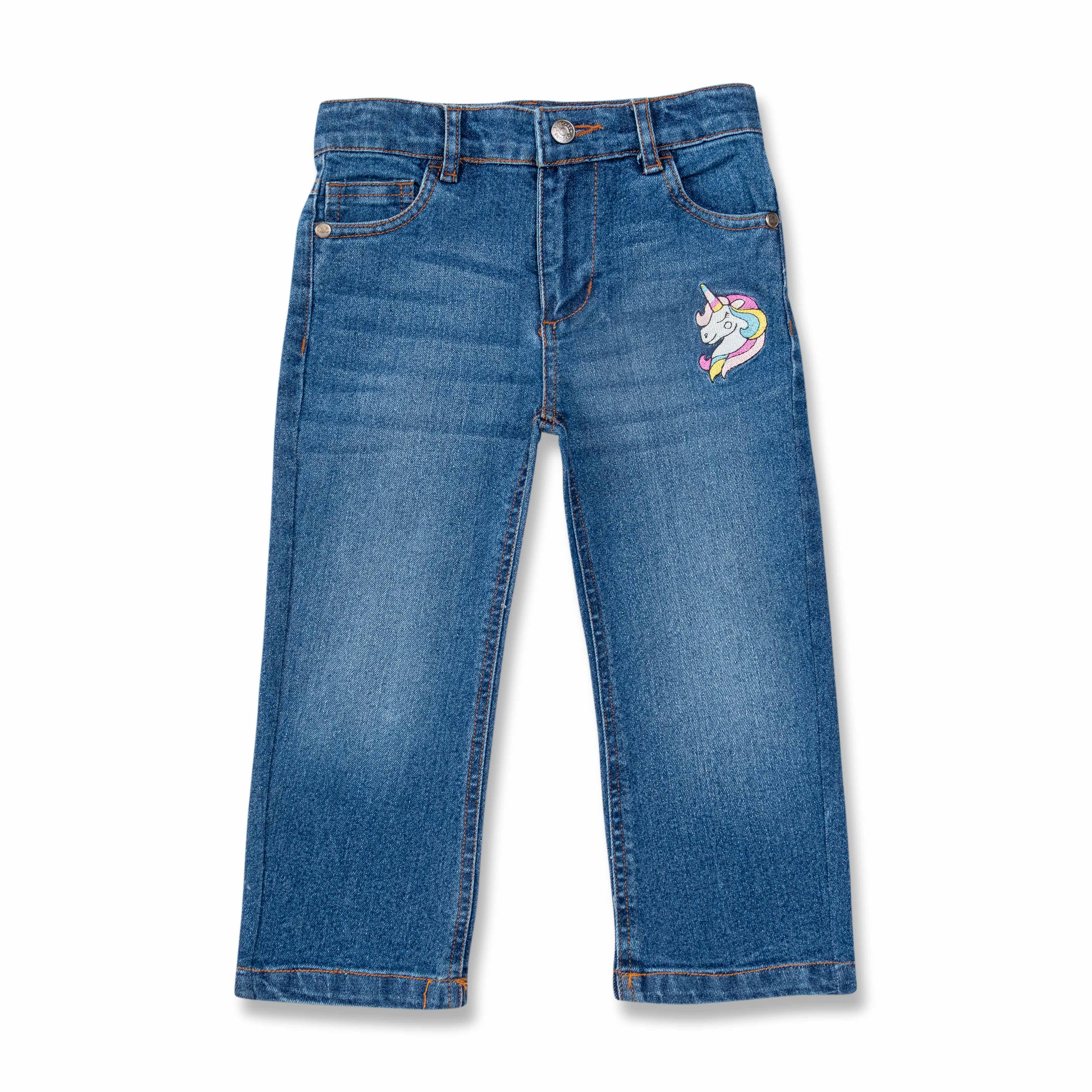 Baby Girls Animal Embroidery 3/4th Jeans - Juscubs