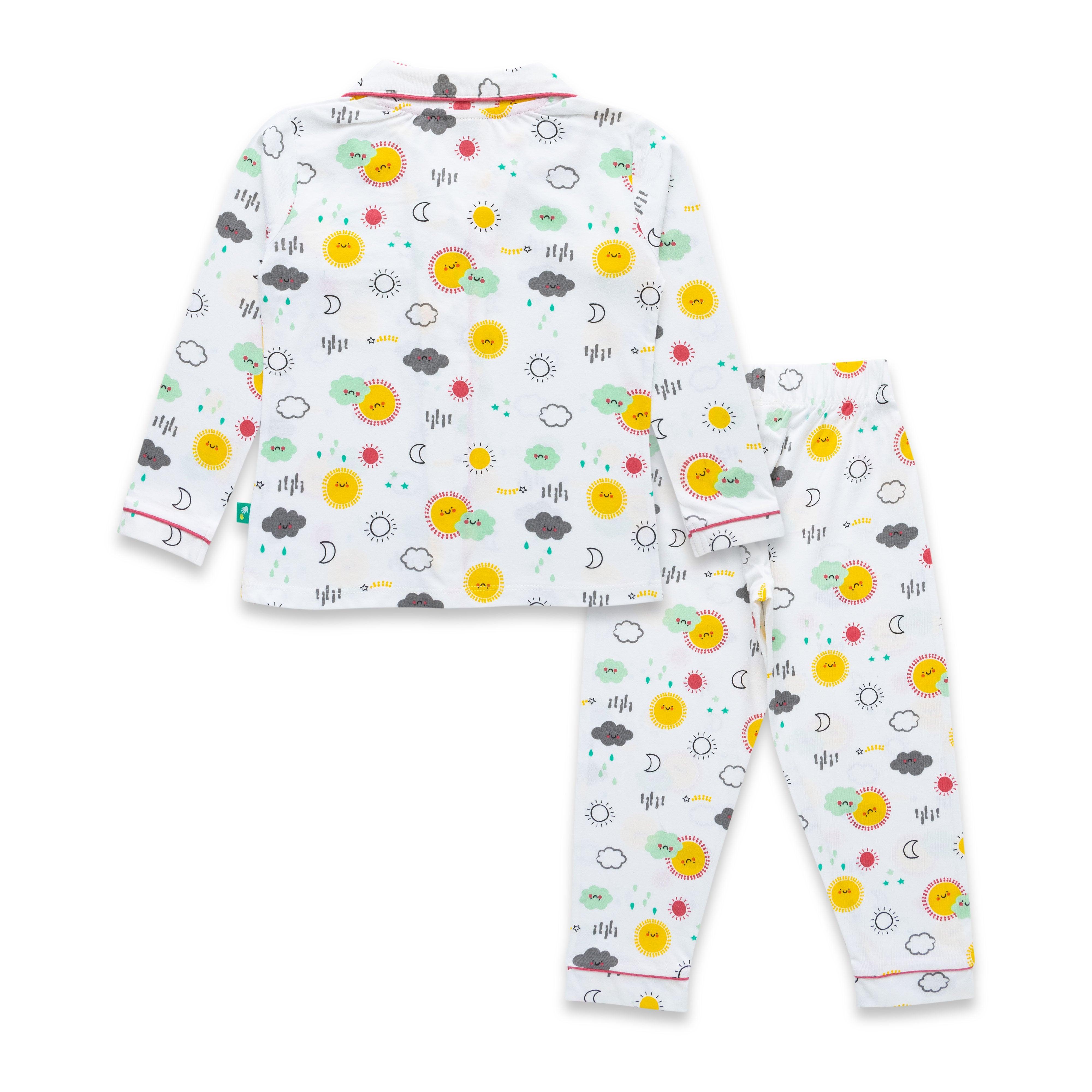 Baby Girls Conversational Printed Pure Cotton Night suit sets - Juscubs