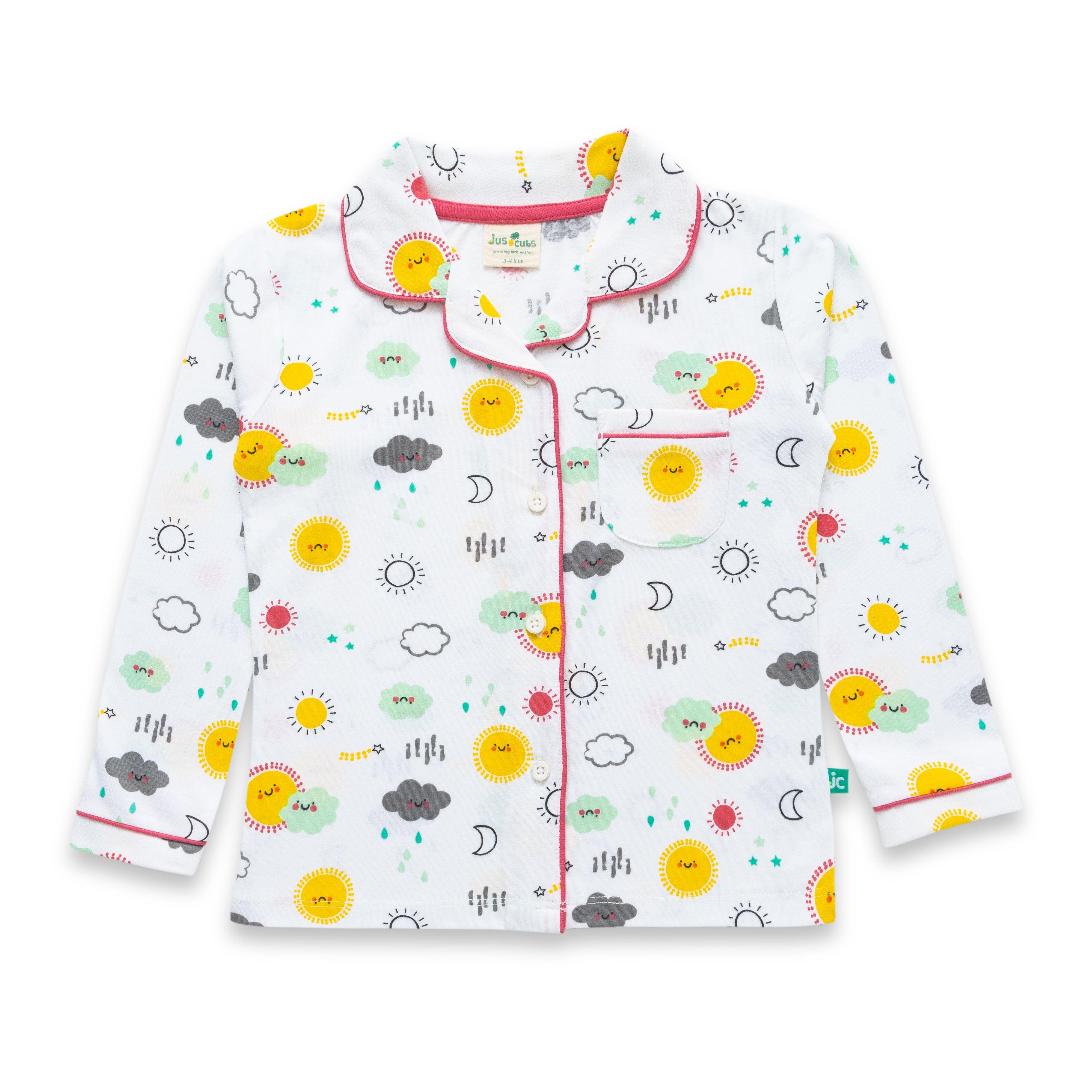 Baby Girls Conversational Printed Pure Cotton Night suit sets - Juscubs