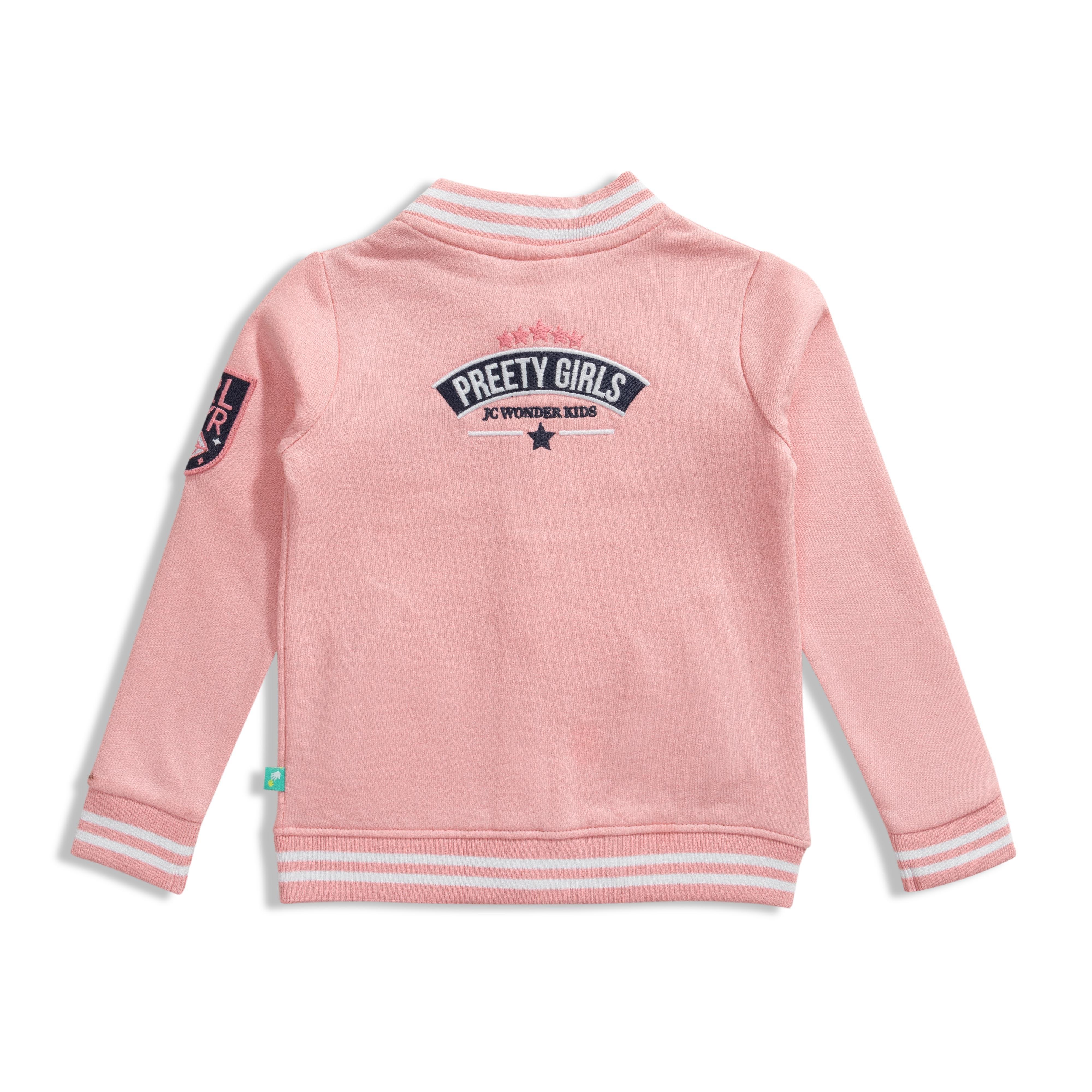 Baby Girls Embroidery Full Sleeve Front Open Sweatshirt - Juscubs