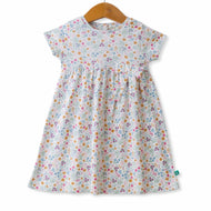 Baby Girls Flowers Printed Below Knee Casual Dress - White
