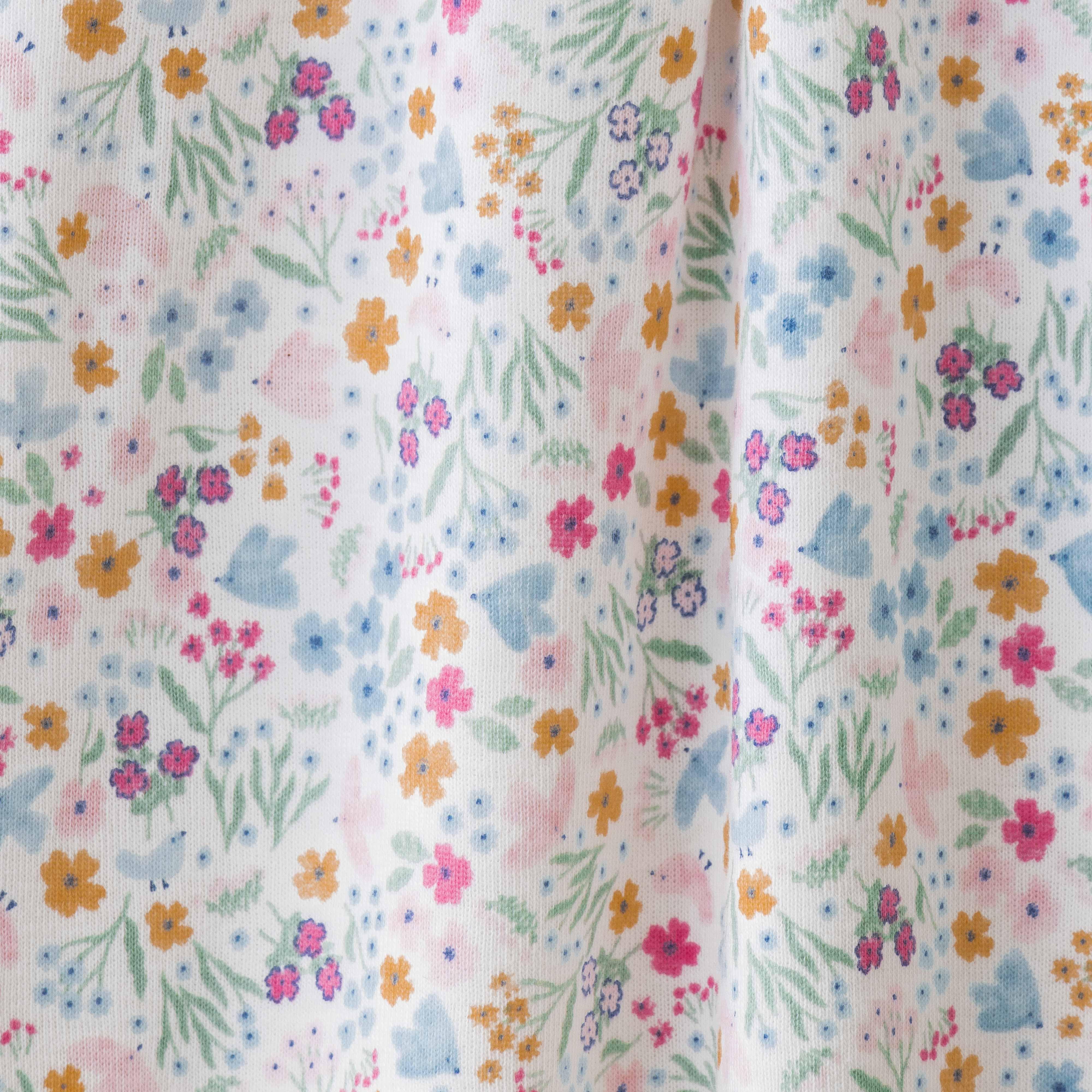 Baby Girls Flowers Printed Below Knee Casual Dress - White - Juscubs