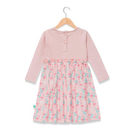 "Baby Girls' Pink Long Sleeve Dress with Flamingo Print – Tropical Princess Theme"