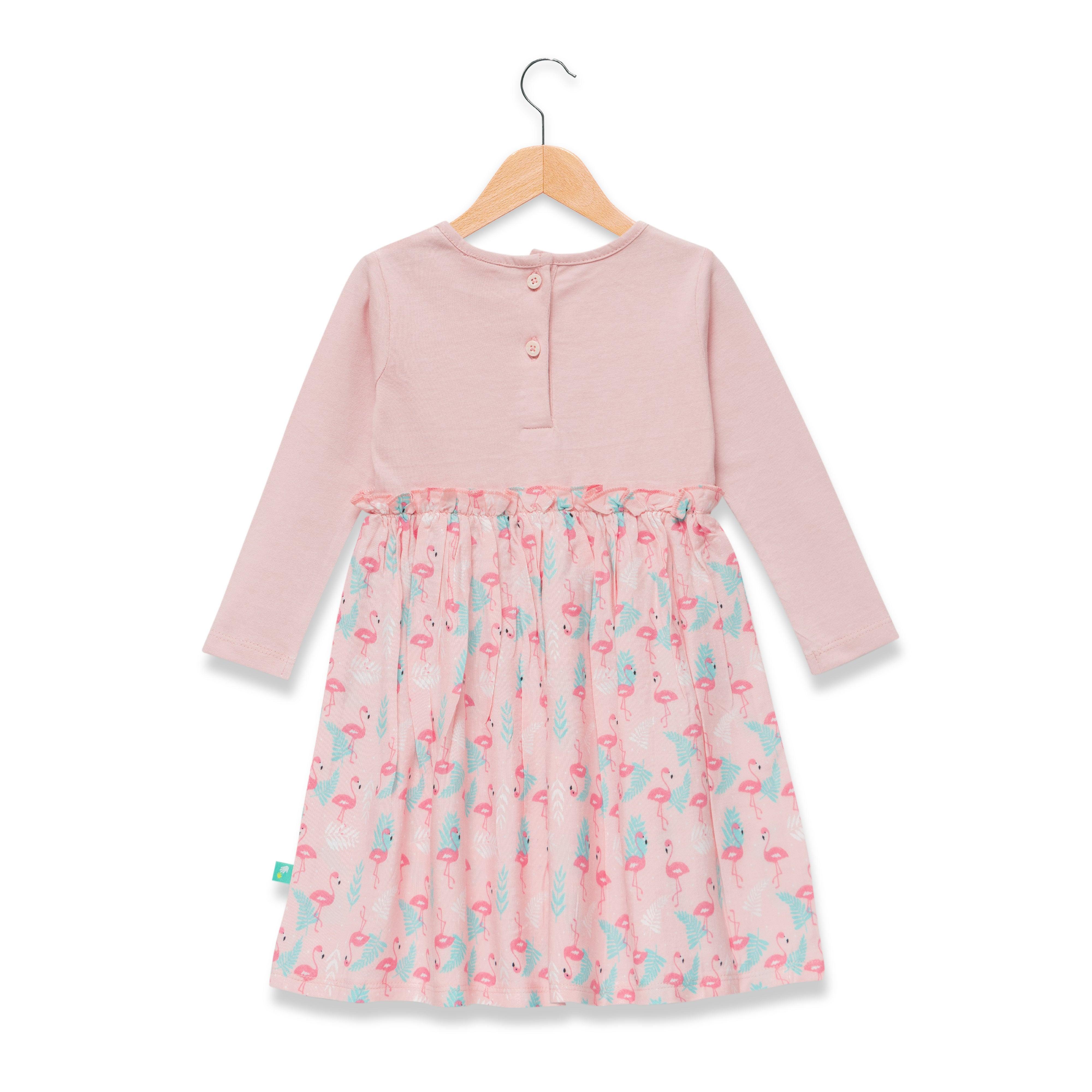 BABY GIRLS PRINTED ROUND NECK DRESS - Juscubs