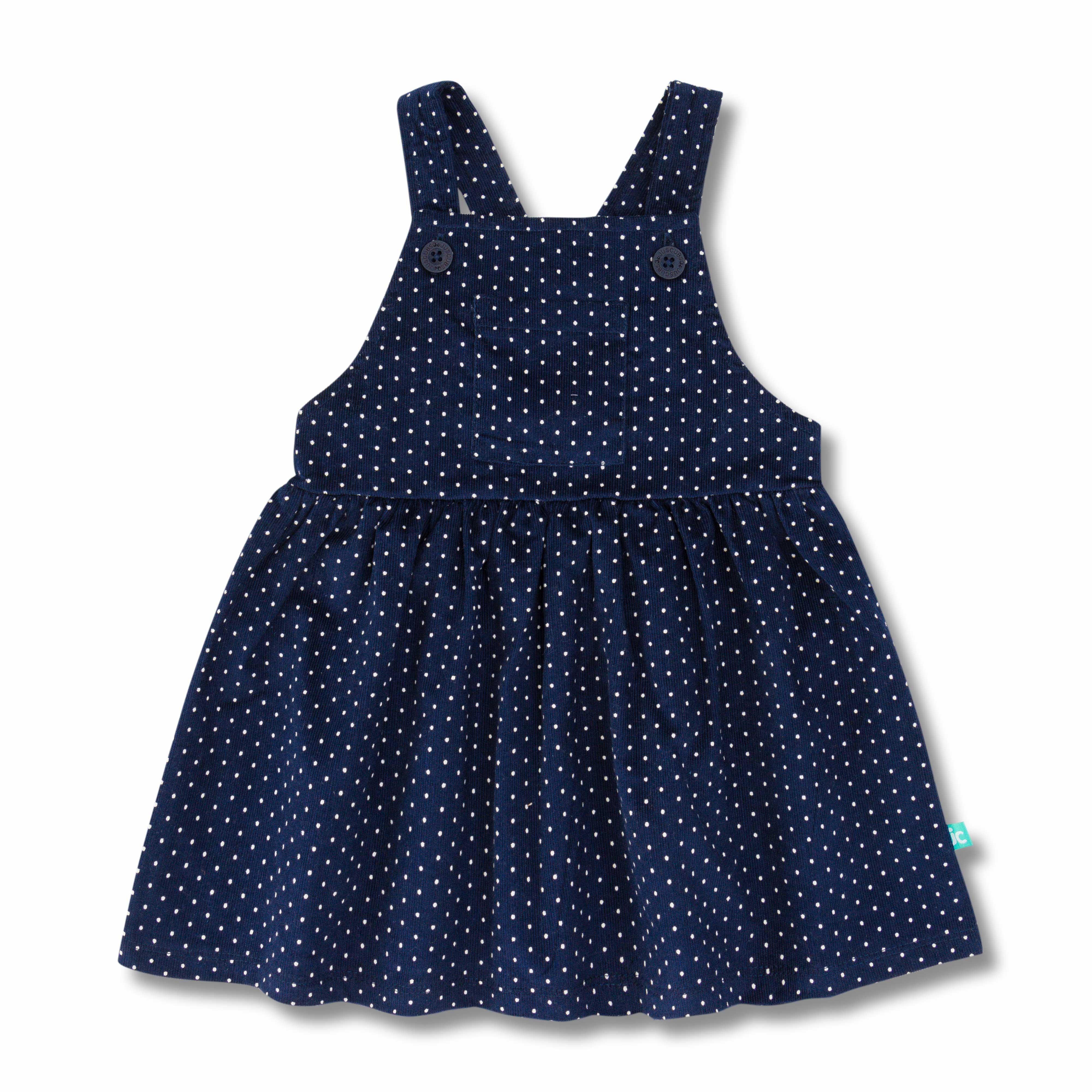 Baby Girls Skirt And T Shirt All Over Polka dot Printed Dungaree - Juscubs