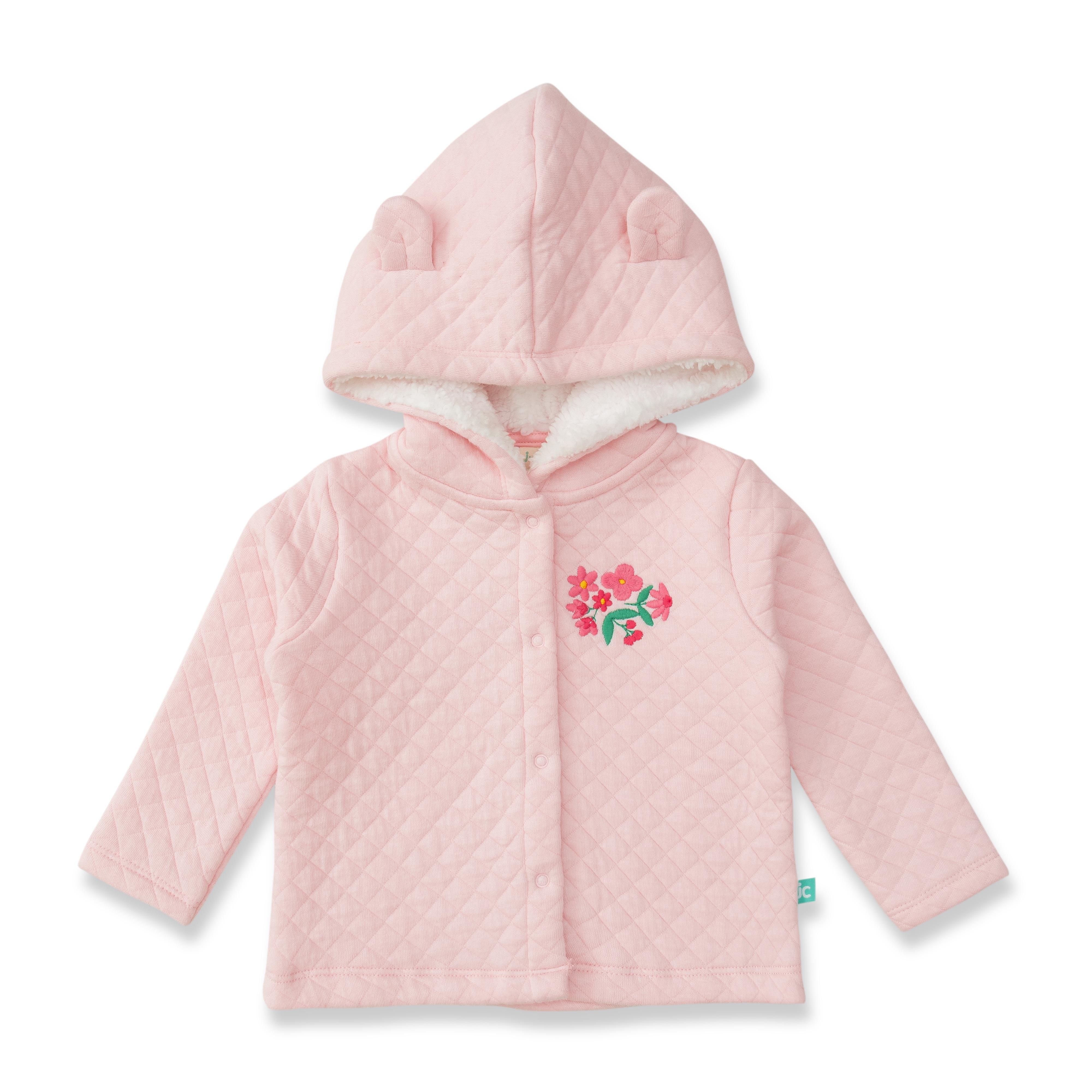 Baby Girls Solid & Embroidery Hooded Sweatshirt & Solid Sweatpant - Juscubs