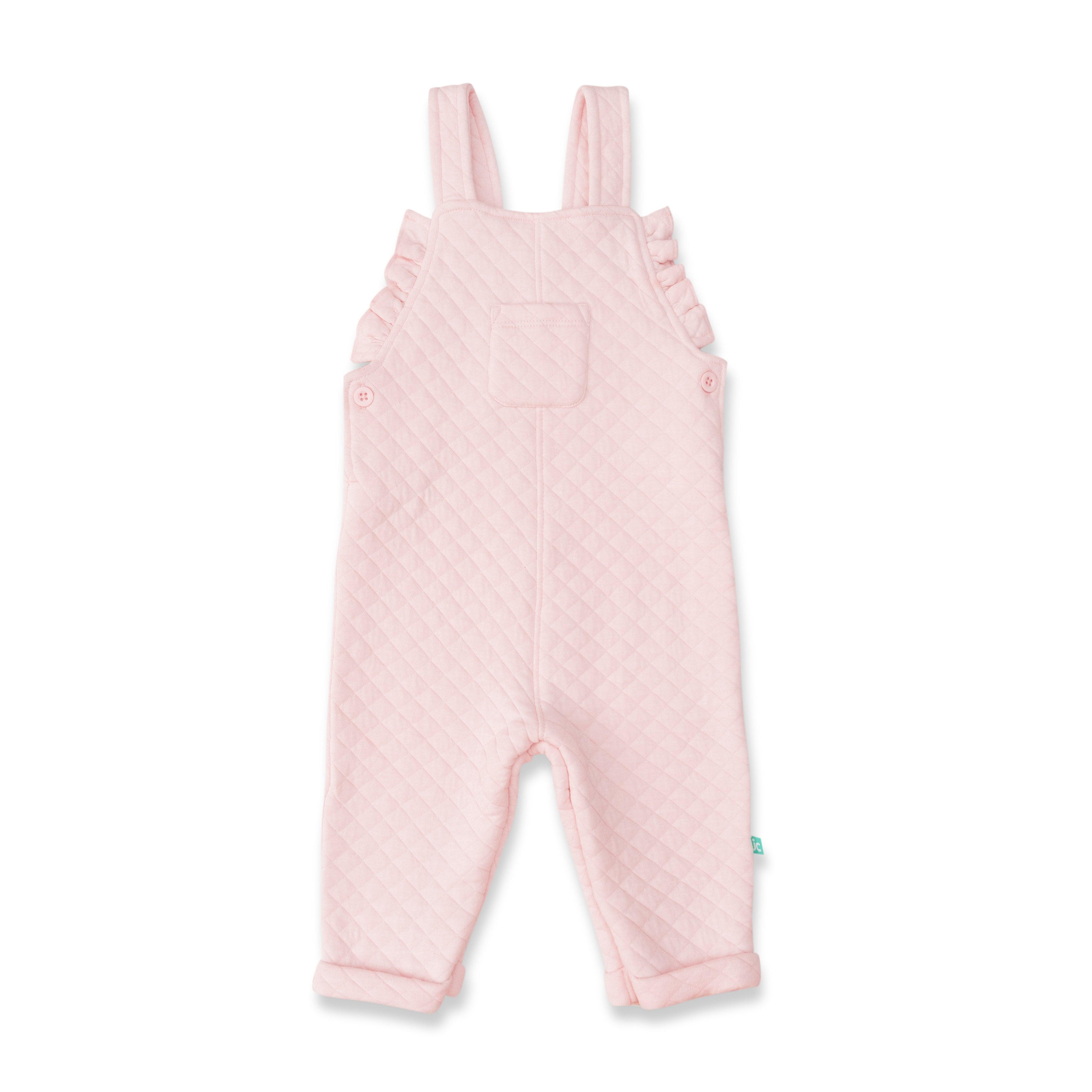 Baby Girls Solid Dungaree & Polka dots Top - Juscubs