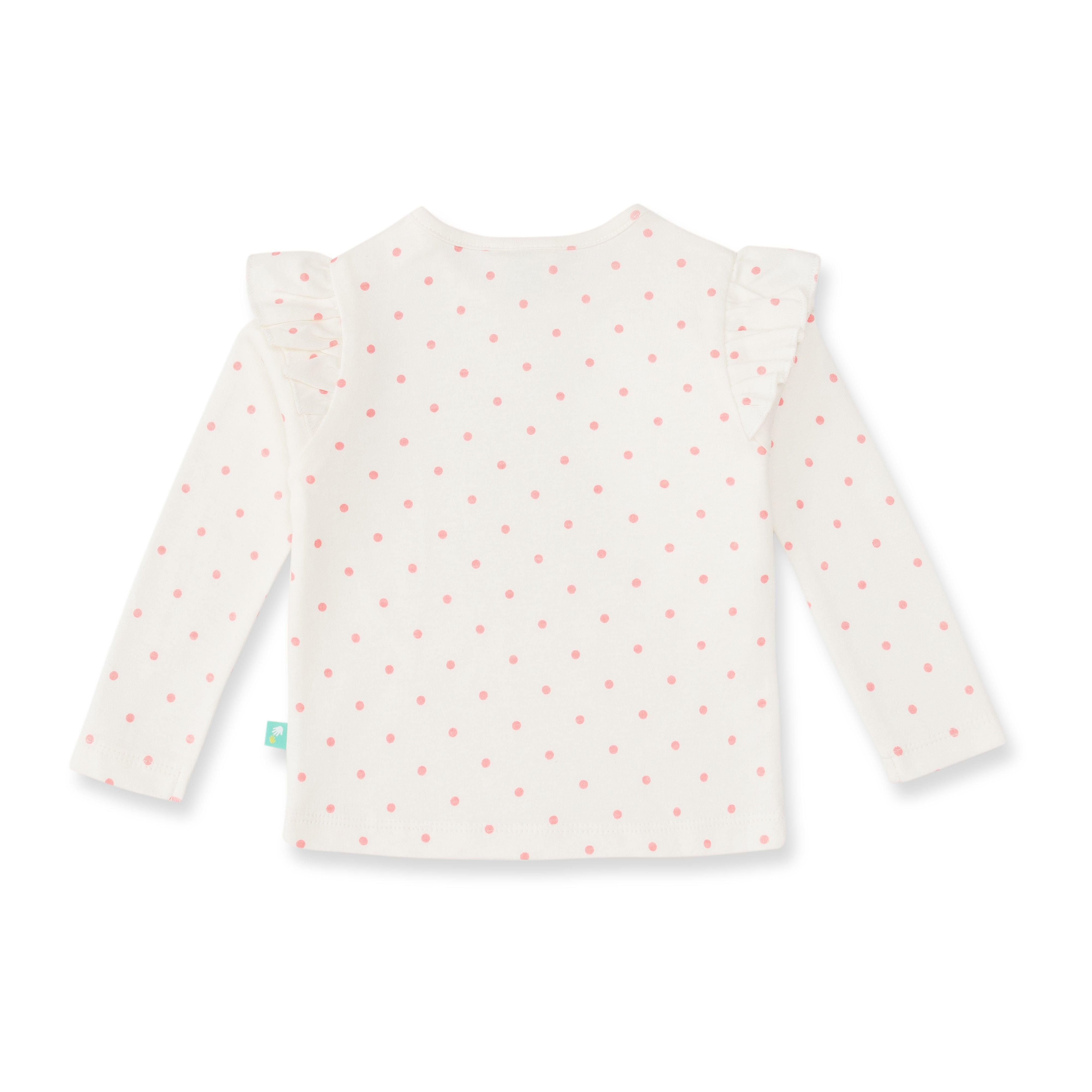 Baby Girls Solid Dungaree & Polka dots Top - Juscubs