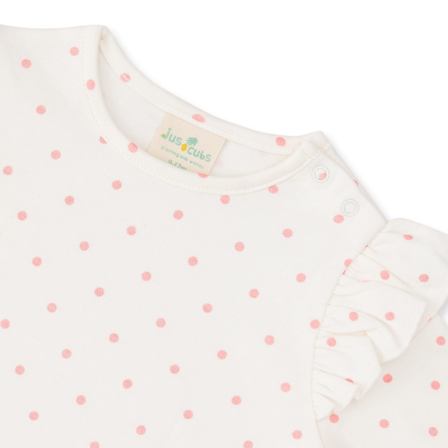 Baby Girls Solid Dungaree & Polka dots Top - Juscubs