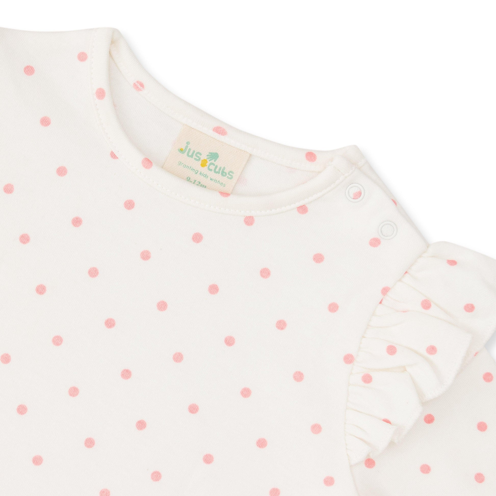 "Baby Girls' Quilted Pink Overalls with Ruffle Sleeve Polka Dot Top – 2-Piece Set"