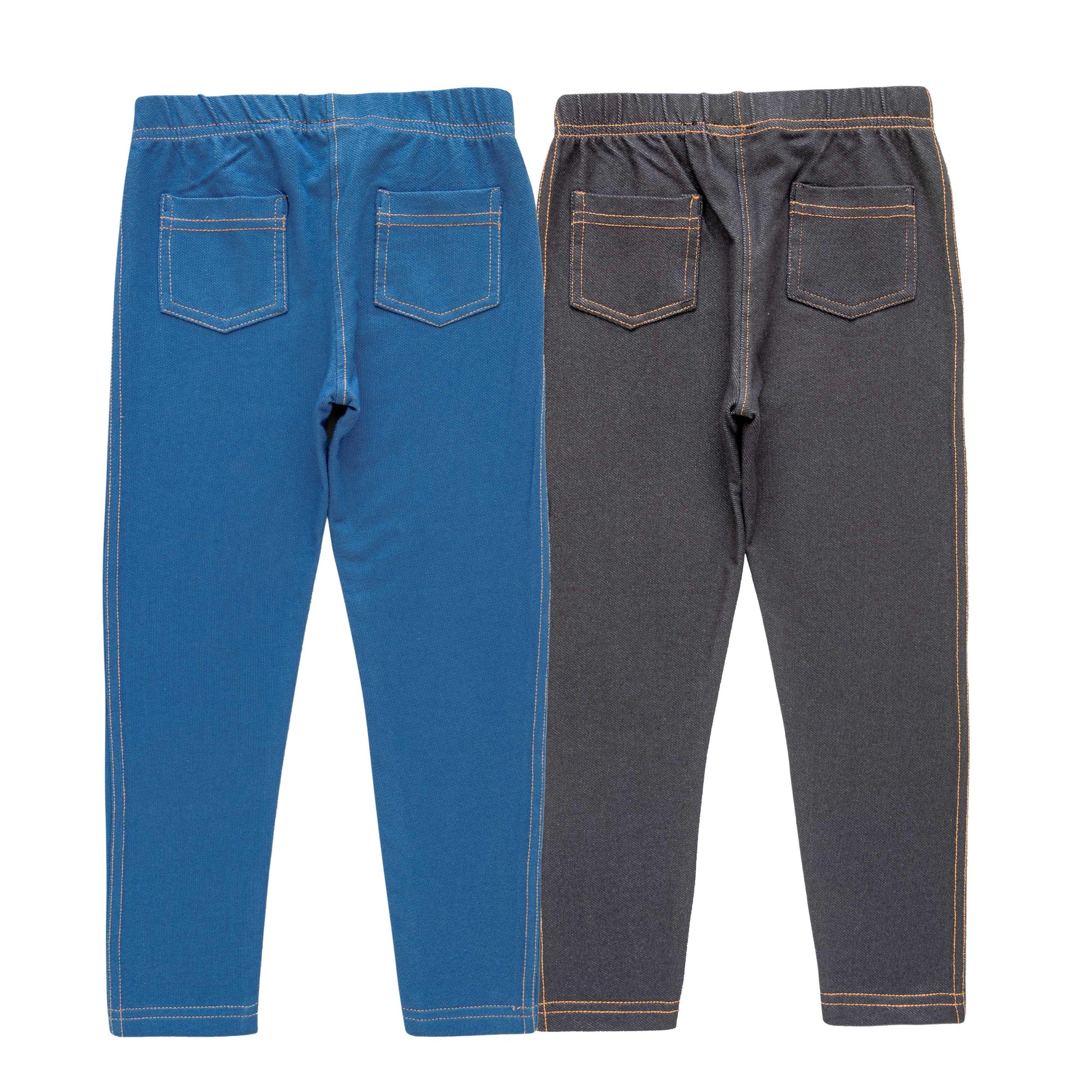"Baby Girls' Cotton Stretch Jeggings – Pack of 2 (Blue & Black)"