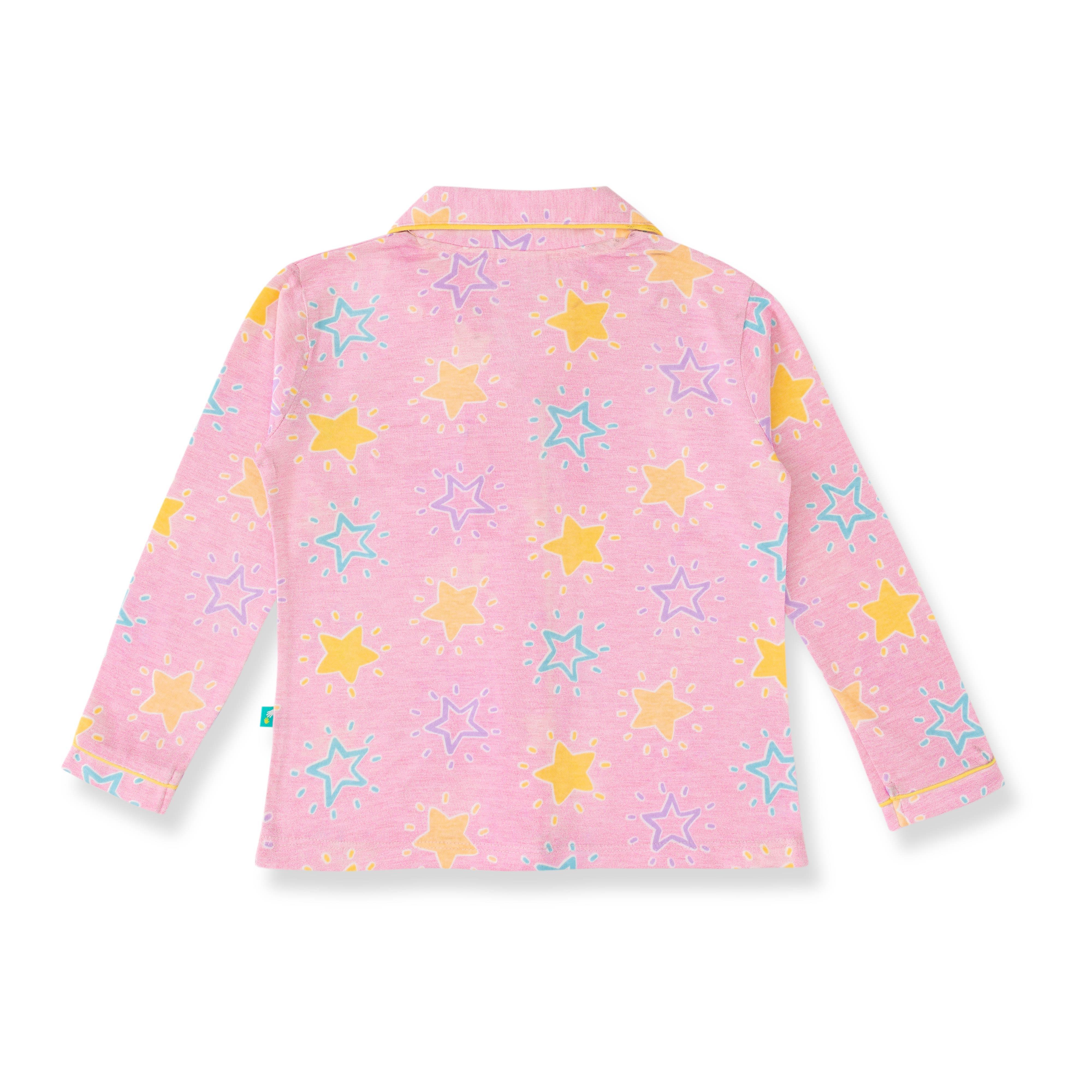Baby Girls Top & Bottom All Over Printed Night wear - Juscubs