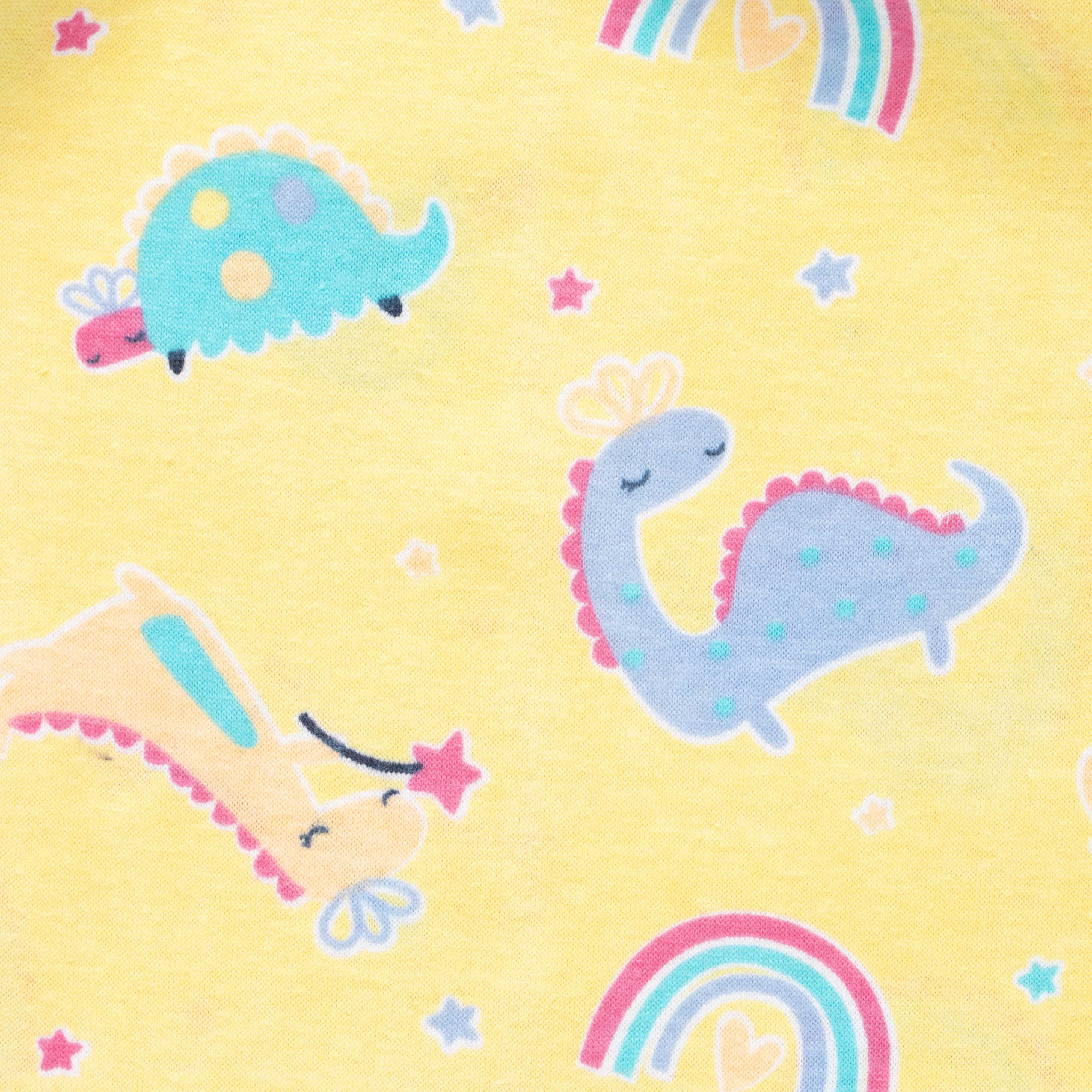 Baby Girls Yellow & Blue Printed Night suit - Juscubs