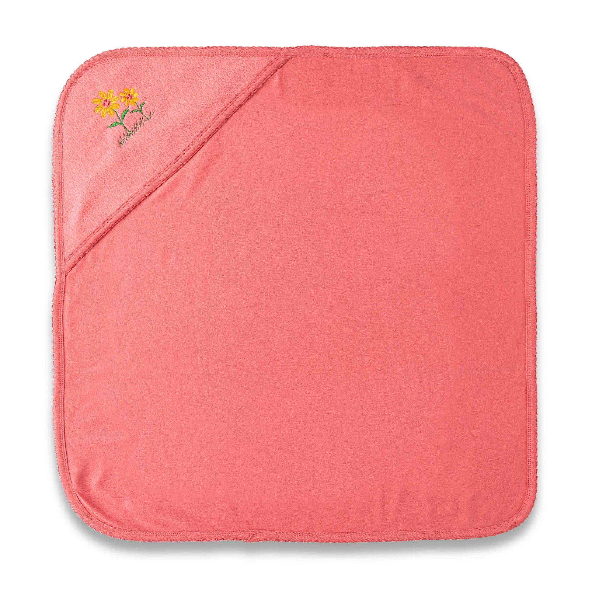 Soft Red Baby Hooded Towel – Cozy Cotton Newborn Bath Wrap with Flower Embroidery"
